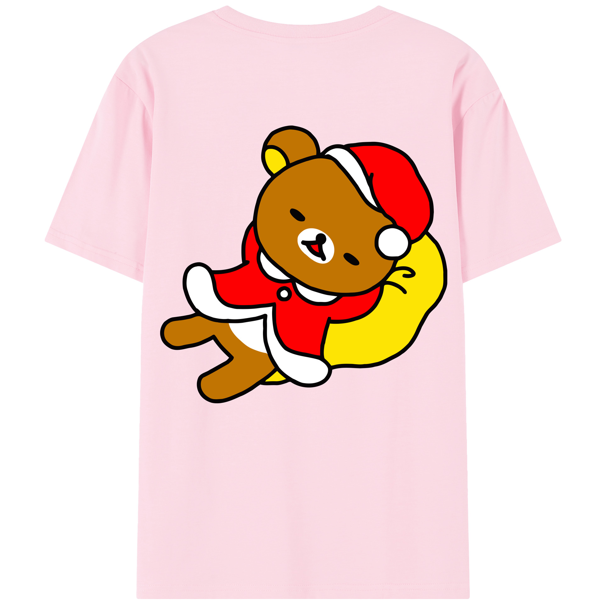 （画像用） リラックマ リラックマ キイロイトリ Rilakkuma Korilakkuma Kiiroitori 綿100％半袖Tシャツ（背面プリント）