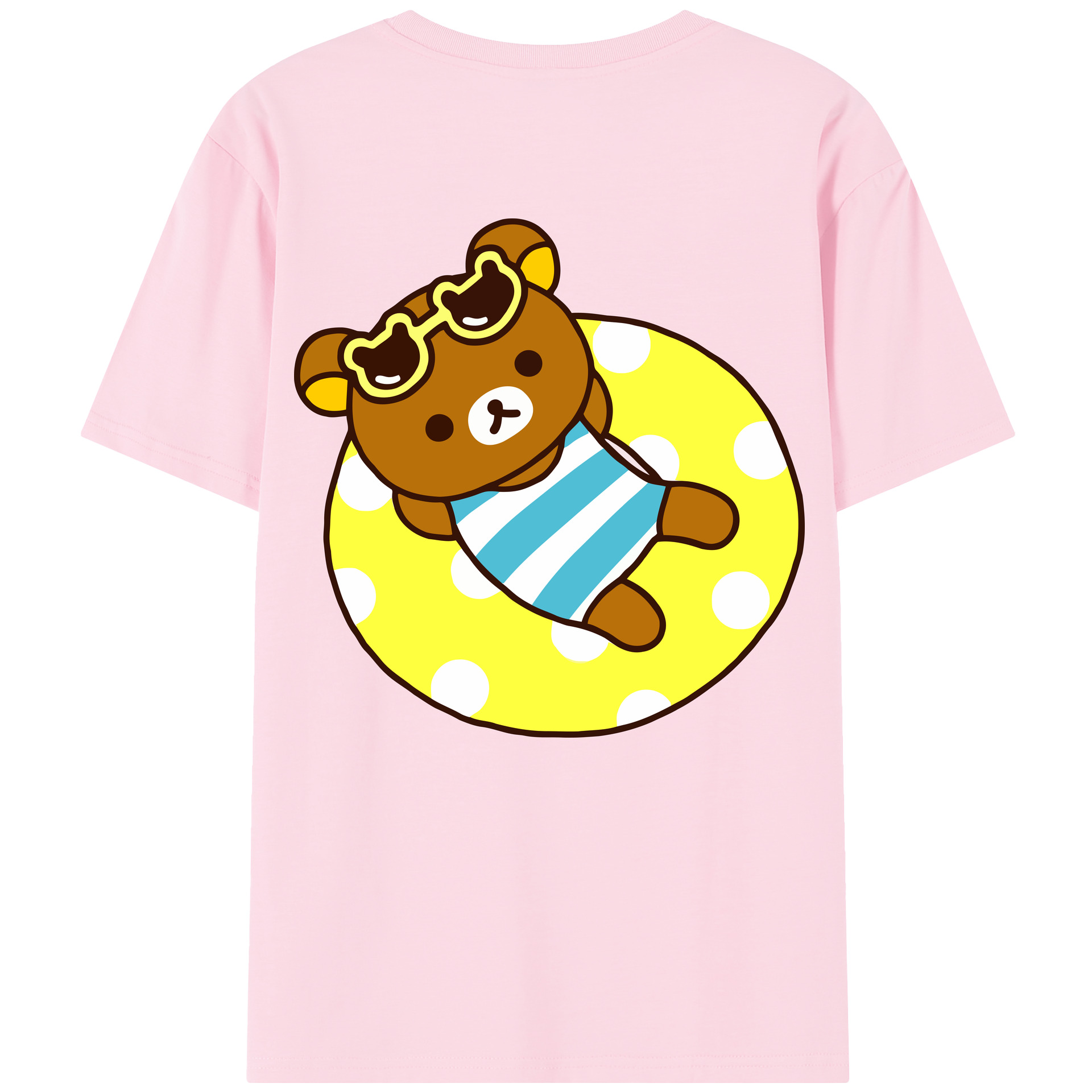（画像用） リラックマ リラックマ キイロイトリ Rilakkuma Korilakkuma Kiiroitori 綿100％半袖Tシャツ（背面プリント）
