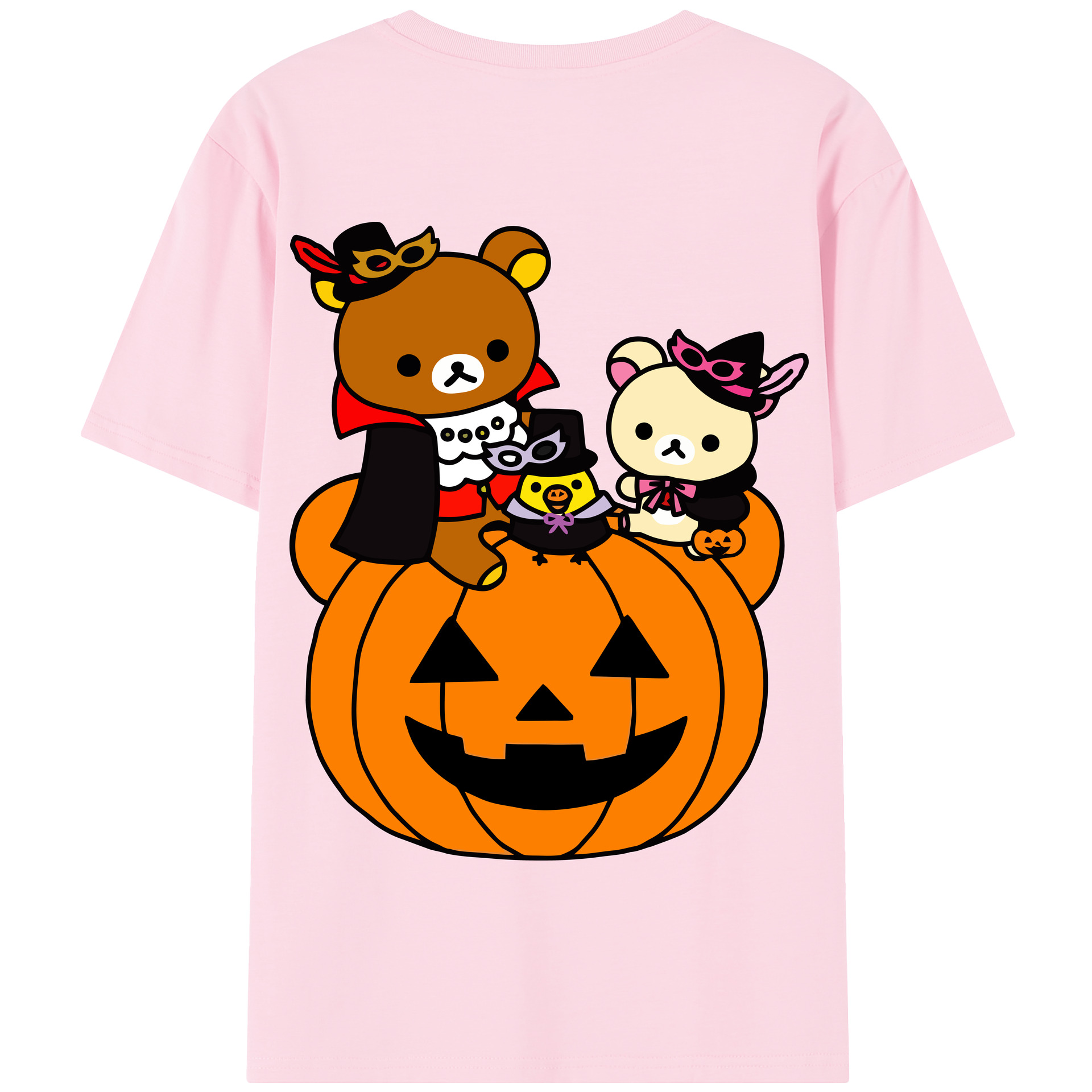 （画像用） リラックマ リラックマ キイロイトリ Rilakkuma Korilakkuma Kiiroitori 綿100％半袖Tシャツ（背面プリント）
