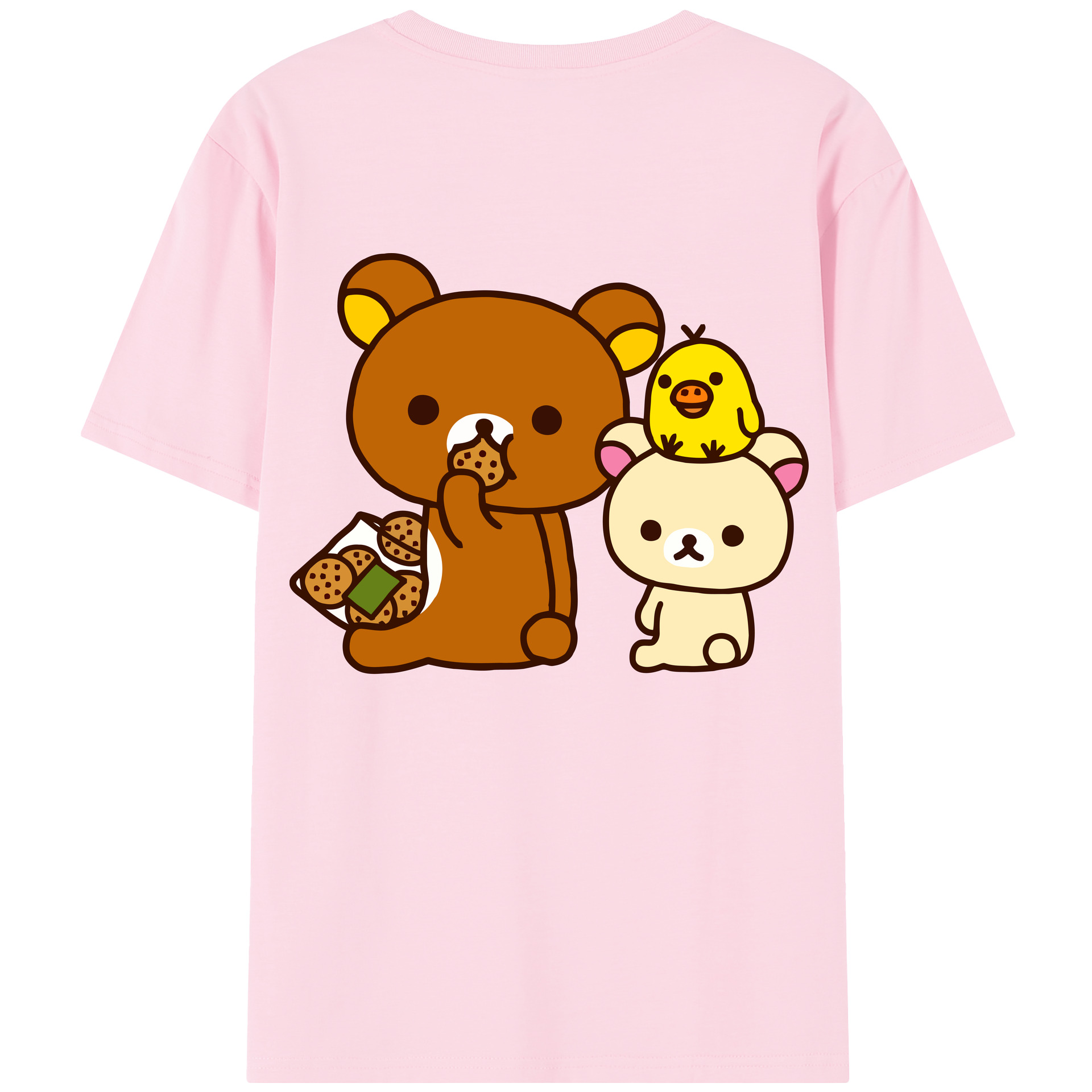 （画像用） リラックマ リラックマ キイロイトリ Rilakkuma Korilakkuma Kiiroitori 綿100％半袖Tシャツ（背面プリント）
