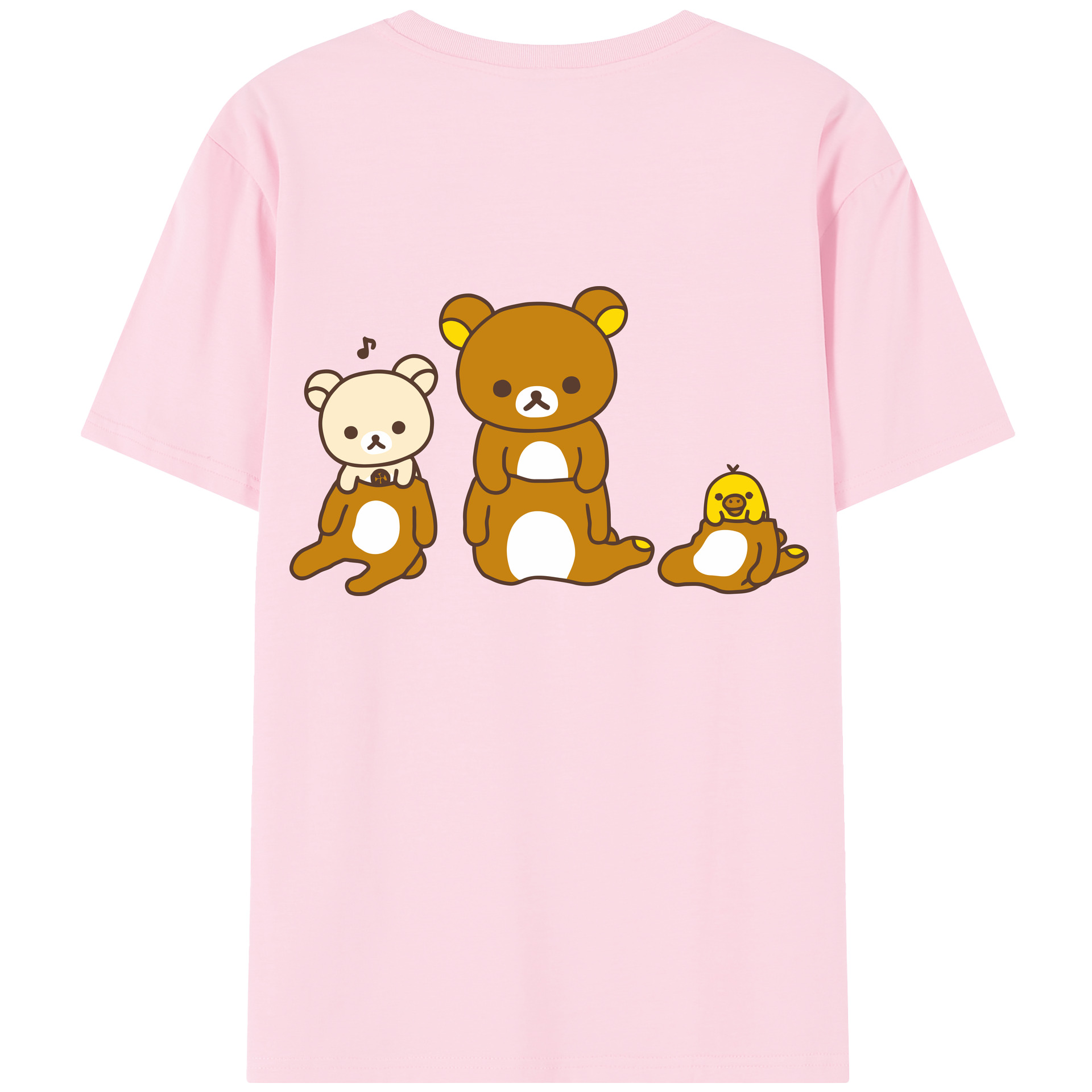 （画像用） リラックマ リラックマ キイロイトリ Rilakkuma Korilakkuma Kiiroitori 綿100％半袖Tシャツ（背面プリント）
