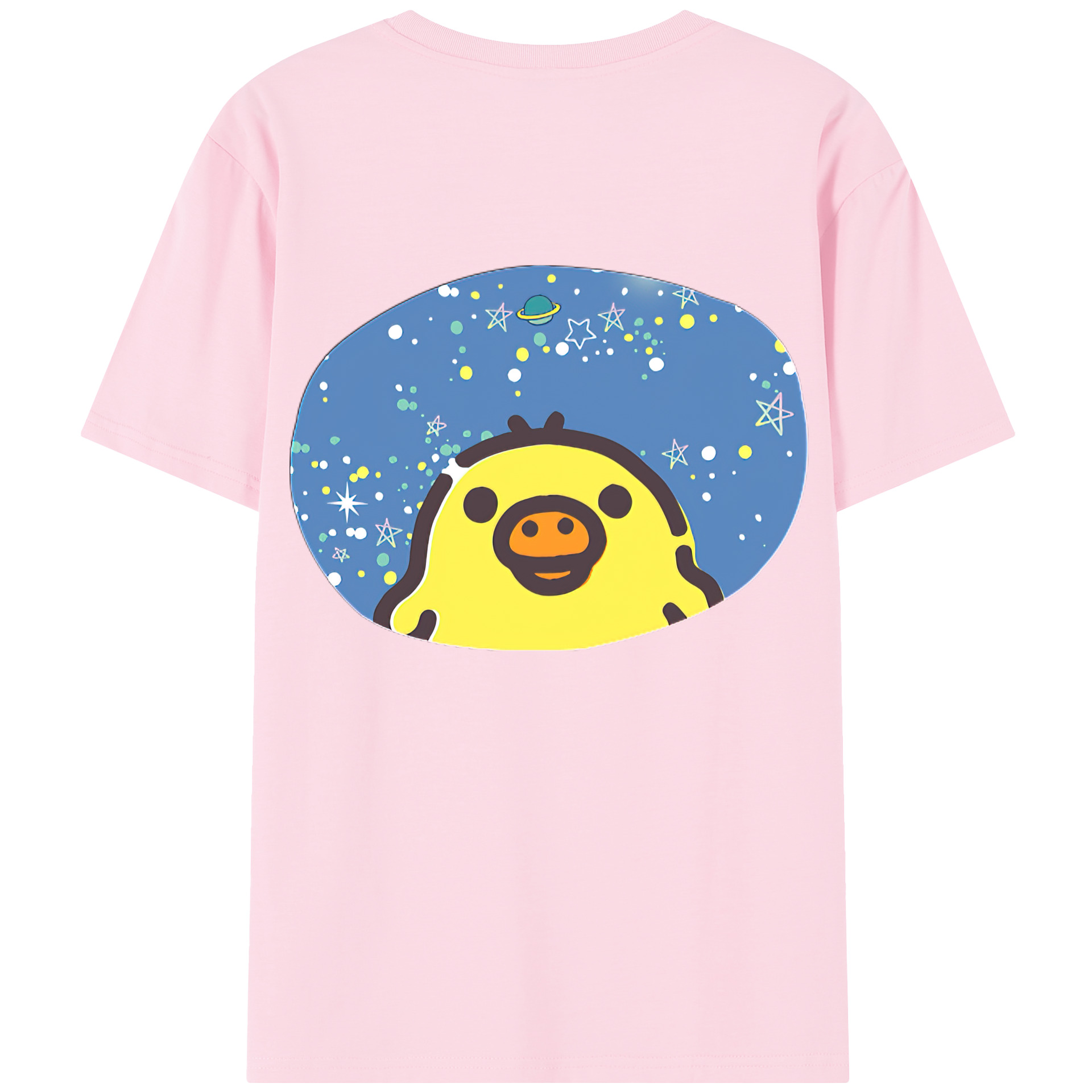 （画像用） リラックマ リラックマ キイロイトリ Rilakkuma Korilakkuma Kiiroitori 綿100％半袖Tシャツ（背面プリント）