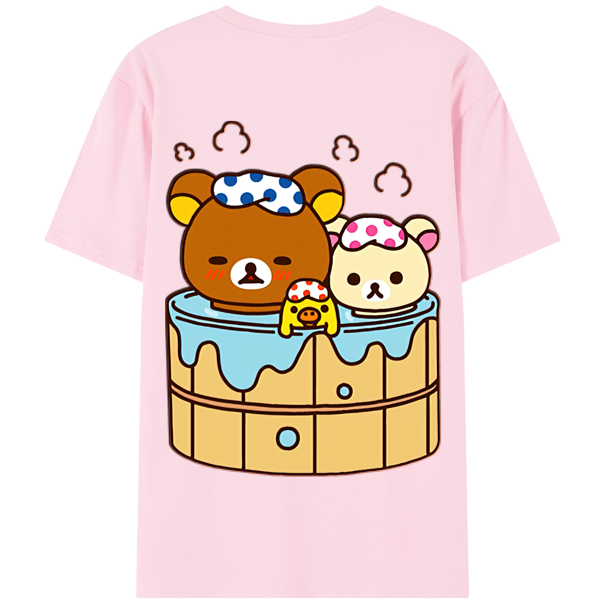 （画像用） リラックマ リラックマ キイロイトリ Rilakkuma Korilakkuma Kiiroitori 綿100％半袖Tシャツ（背面プリント）