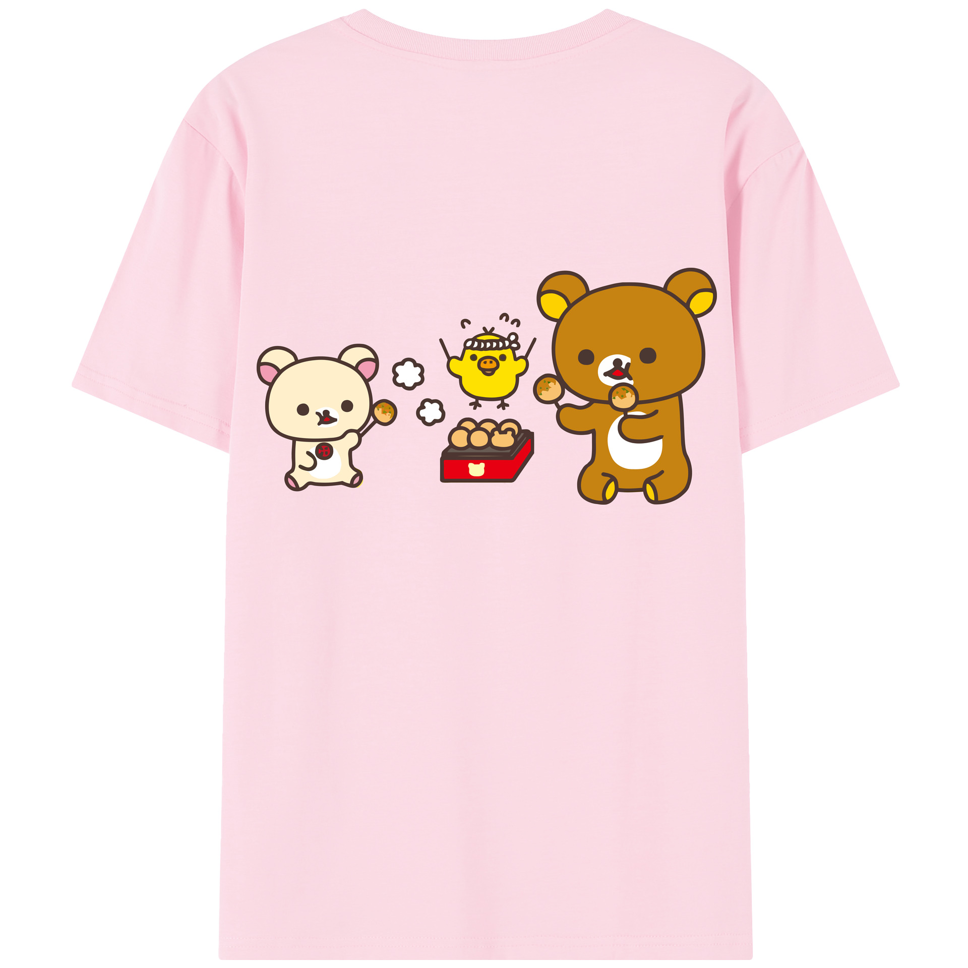 （画像用） リラックマ リラックマ キイロイトリ Rilakkuma Korilakkuma Kiiroitori 綿100％半袖Tシャツ（背面プリント）