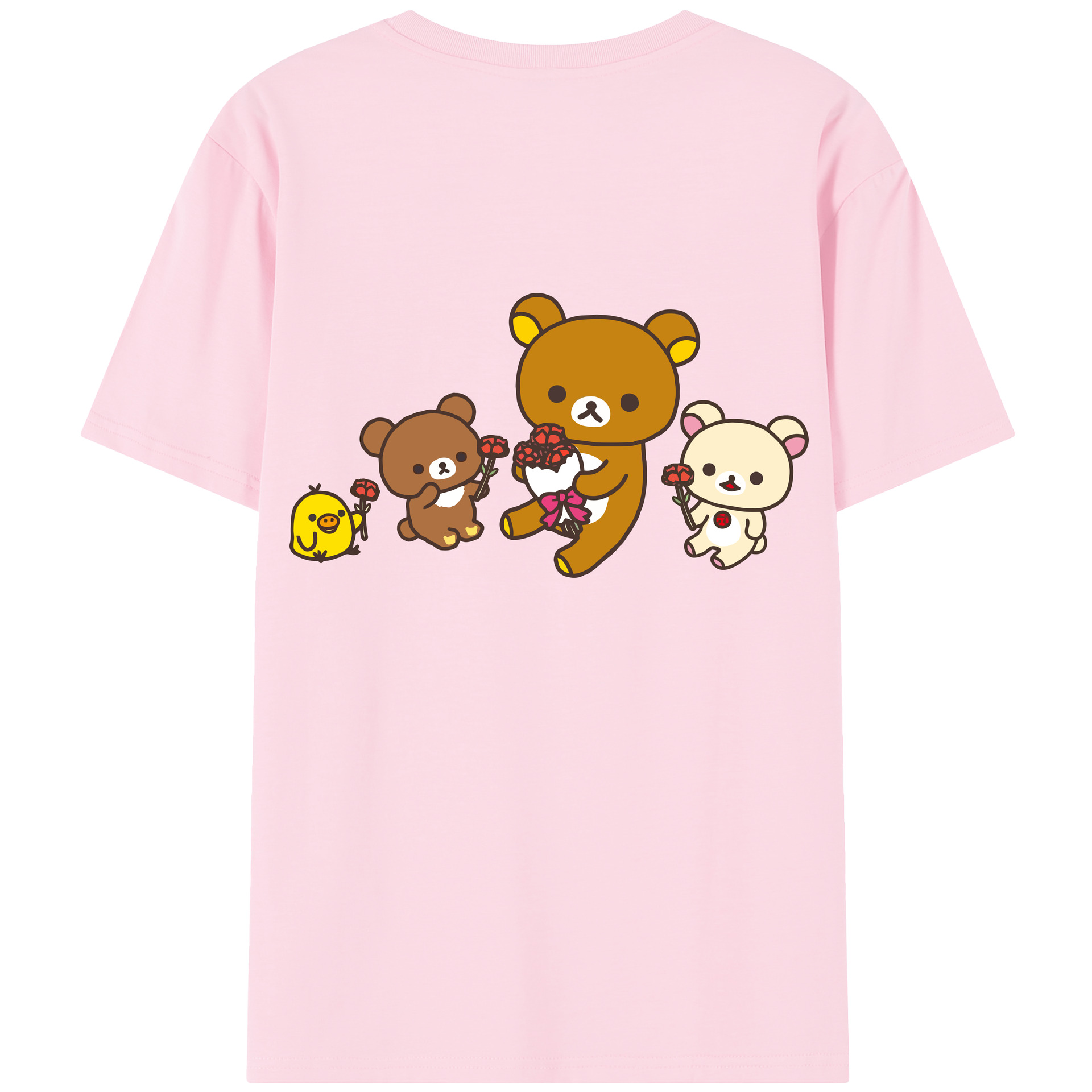 （画像用） リラックマ リラックマ キイロイトリ Rilakkuma Korilakkuma Kiiroitori 綿100％半袖Tシャツ（背面プリント）
