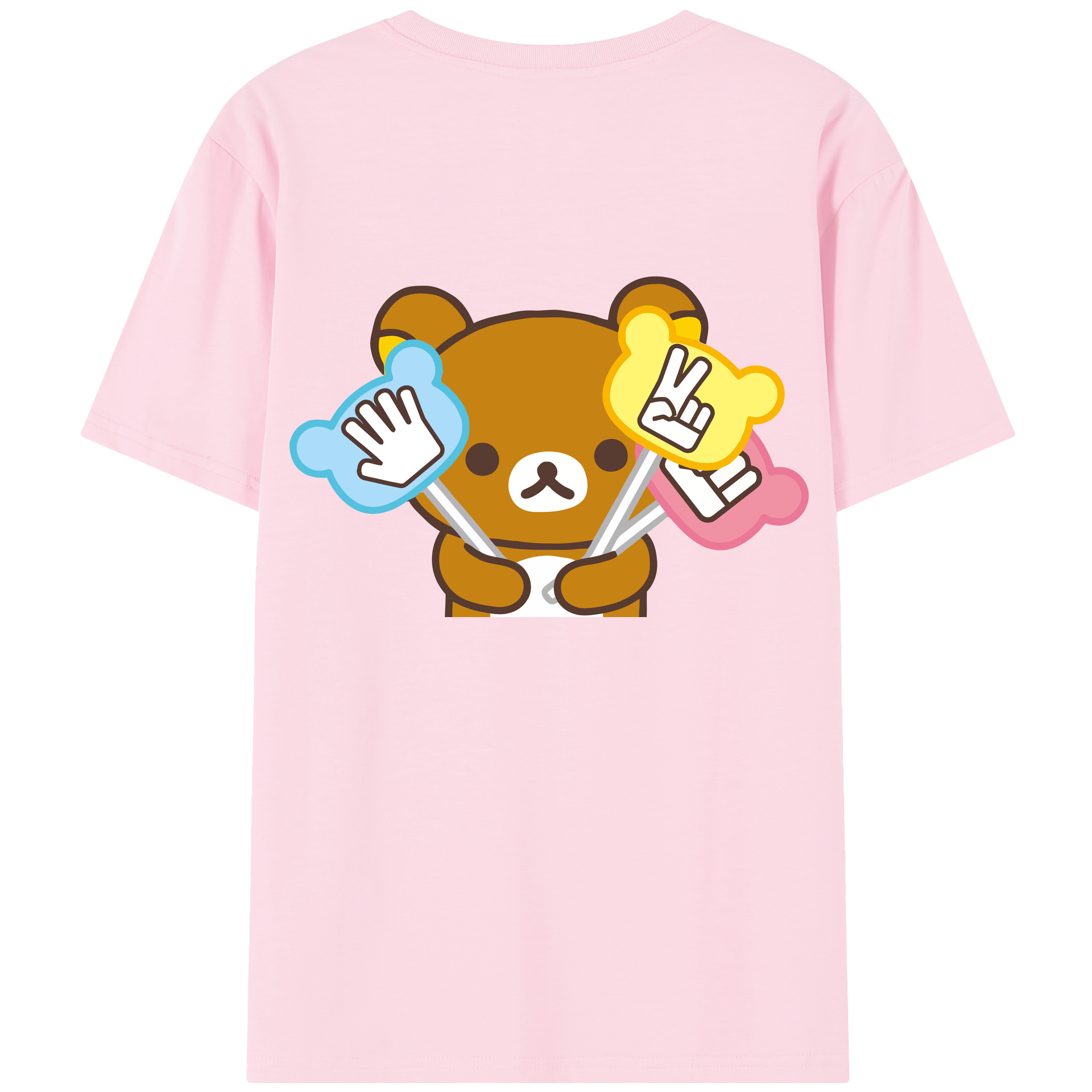（画像用） リラックマ リラックマ キイロイトリ Rilakkuma Korilakkuma Kiiroitori 綿100％半袖Tシャツ（背面プリント）