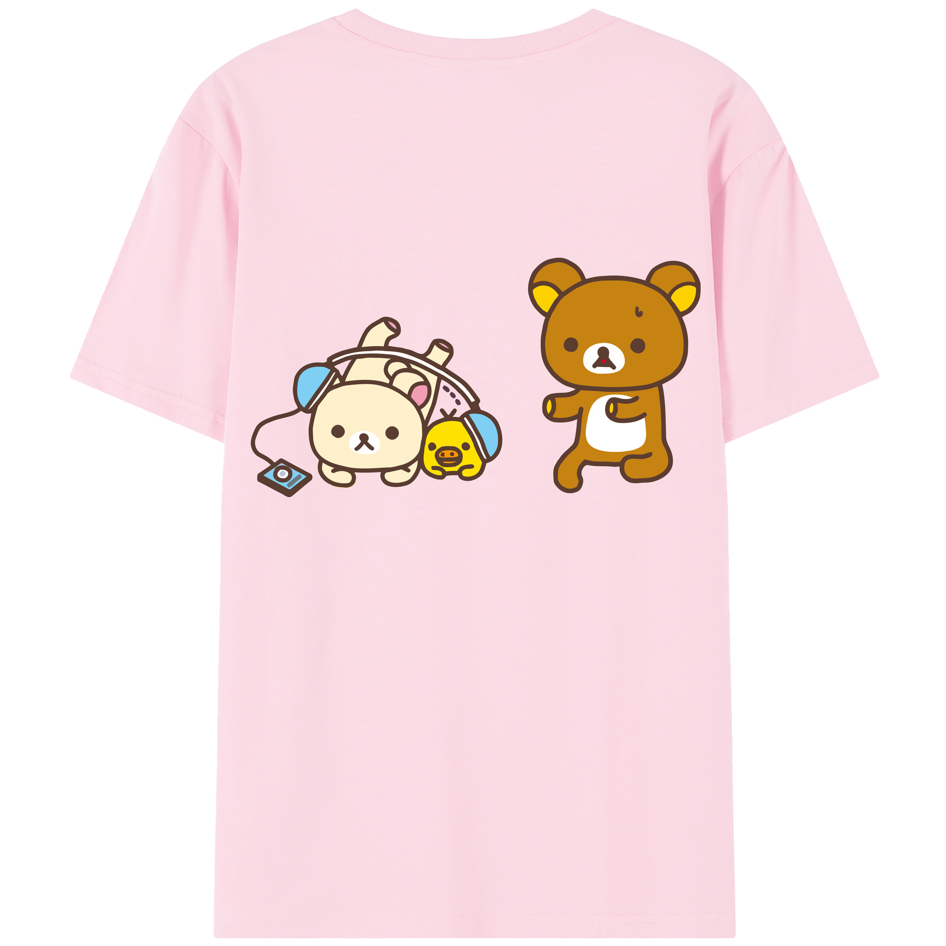 （画像用） リラックマ リラックマ キイロイトリ Rilakkuma Korilakkuma Kiiroitori 綿100％半袖Tシャツ（背面プリント）