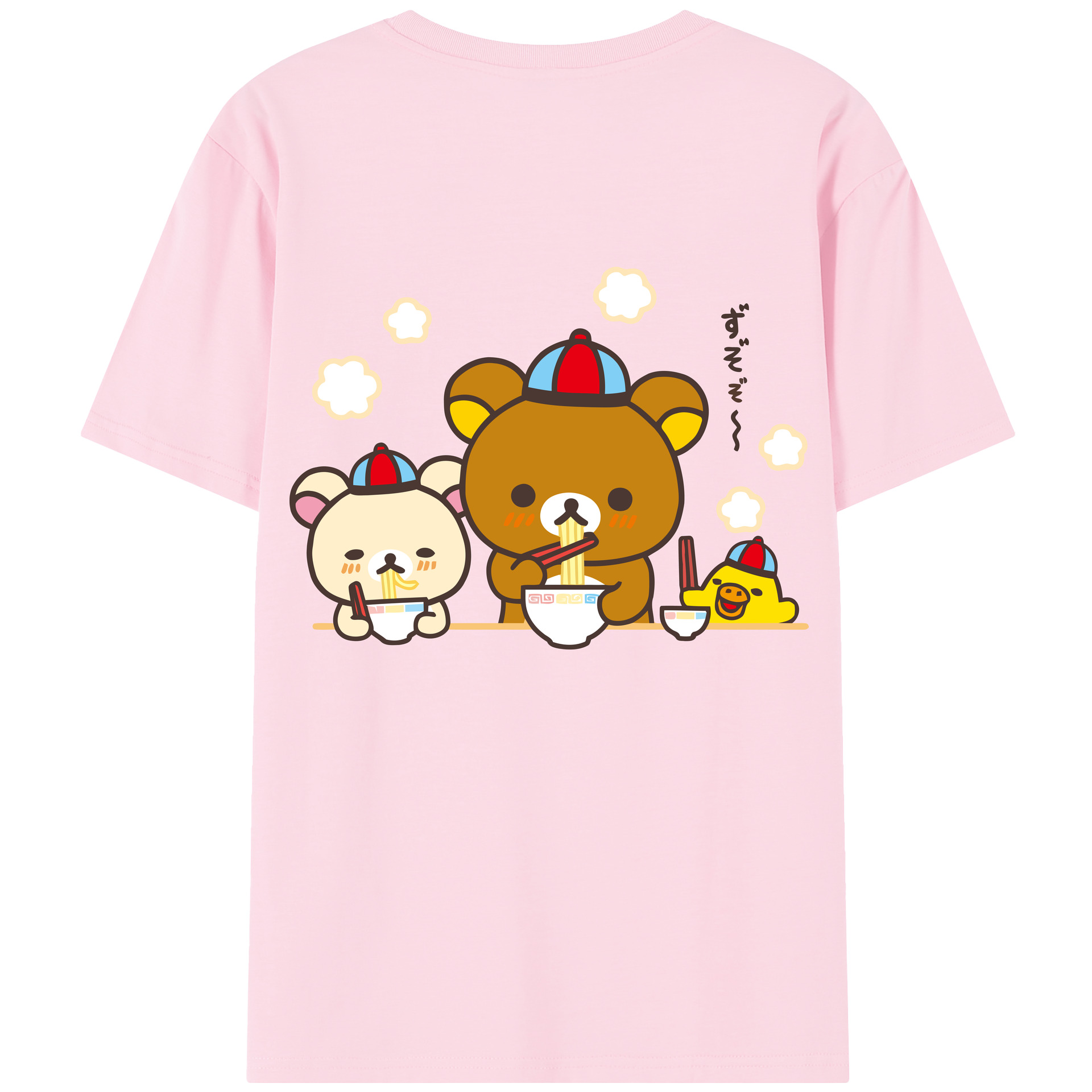 （画像用） リラックマ リラックマ キイロイトリ Rilakkuma Korilakkuma Kiiroitori 綿100％半袖Tシャツ（背面プリント）