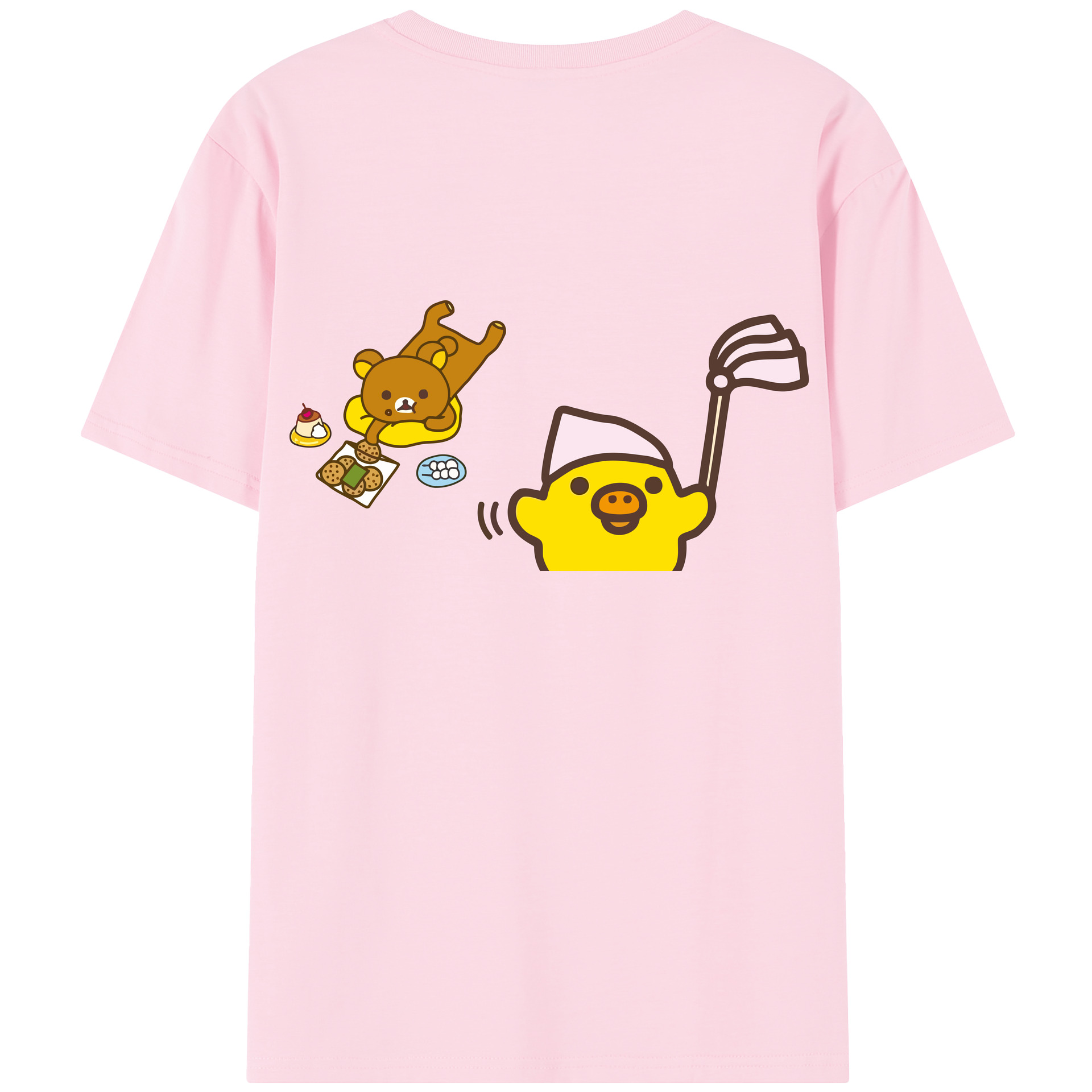 （画像用） リラックマ リラックマ キイロイトリ Rilakkuma Korilakkuma Kiiroitori 綿100％半袖Tシャツ（背面プリント）