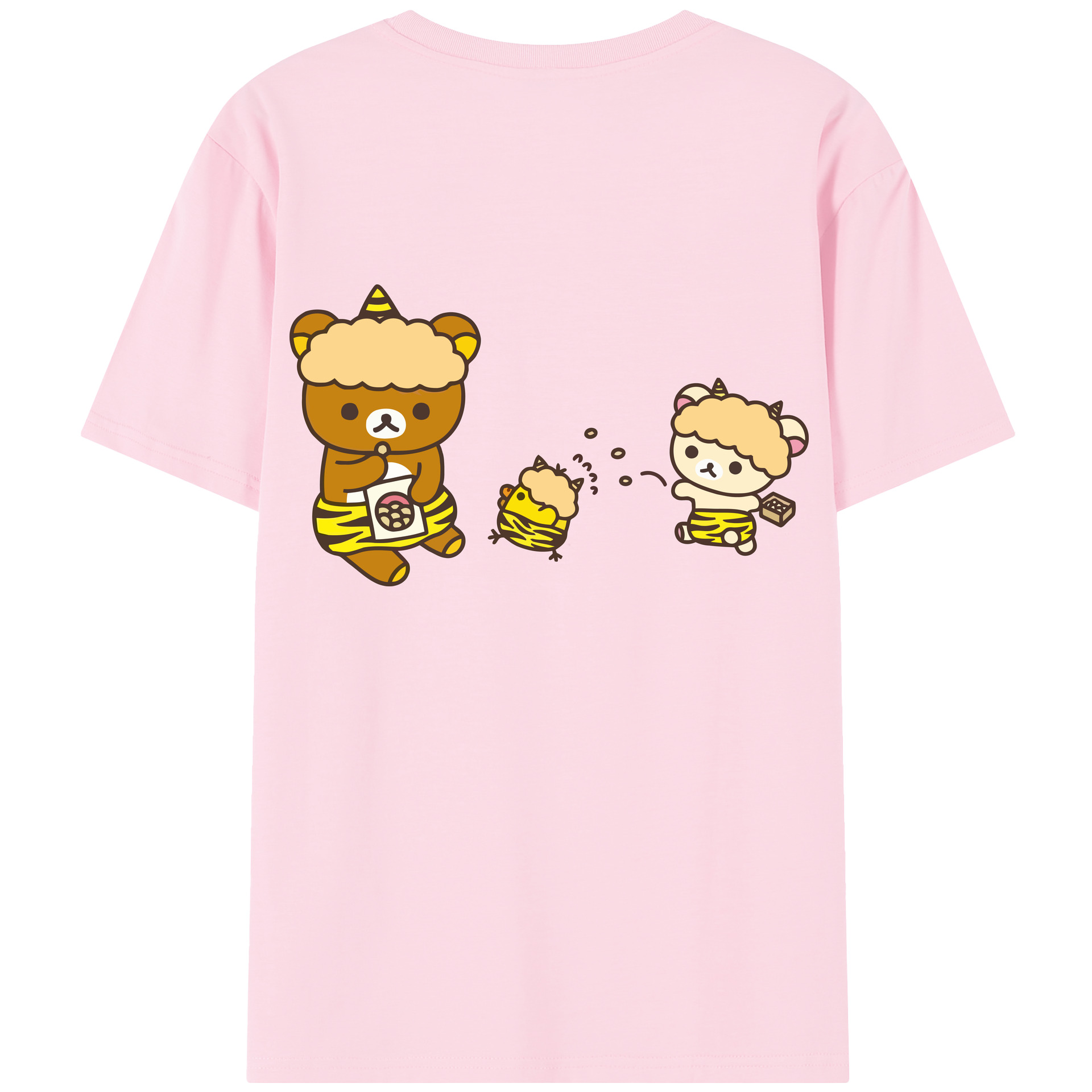 （画像用） リラックマ リラックマ キイロイトリ Rilakkuma Korilakkuma Kiiroitori 綿100％半袖Tシャツ（背面プリント）