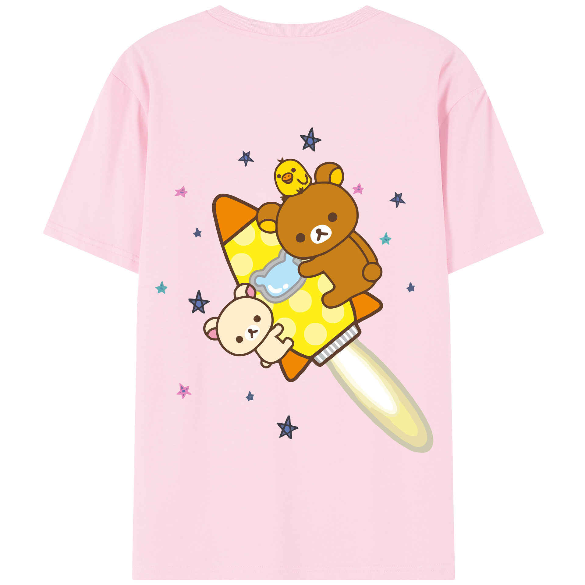 （画像用） リラックマ リラックマ キイロイトリ Rilakkuma Korilakkuma Kiiroitori 綿100％半袖Tシャツ（背面プリント）