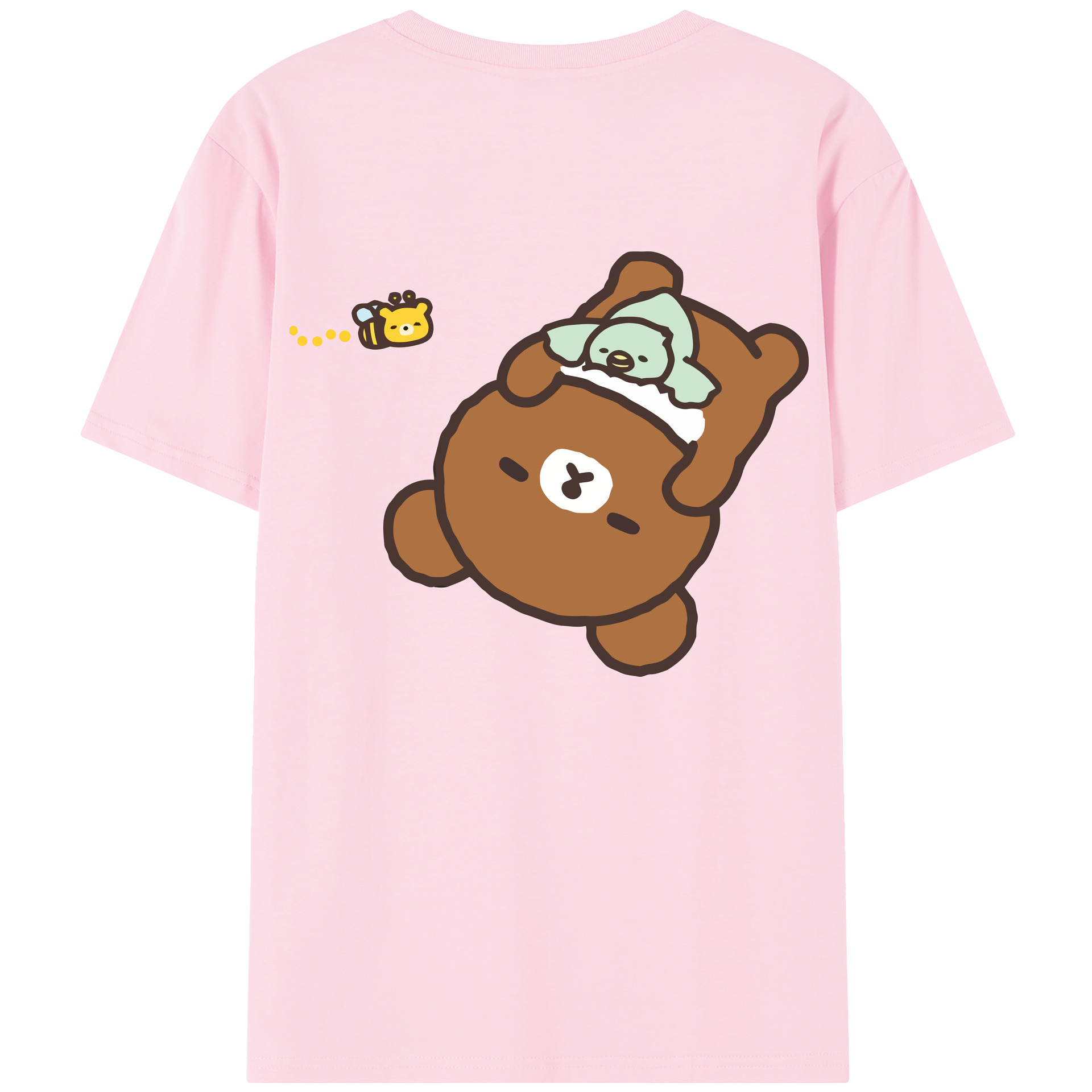 （画像用） リラックマ リラックマ キイロイトリ Rilakkuma Korilakkuma Kiiroitori 綿100％半袖Tシャツ（背面プリント）
