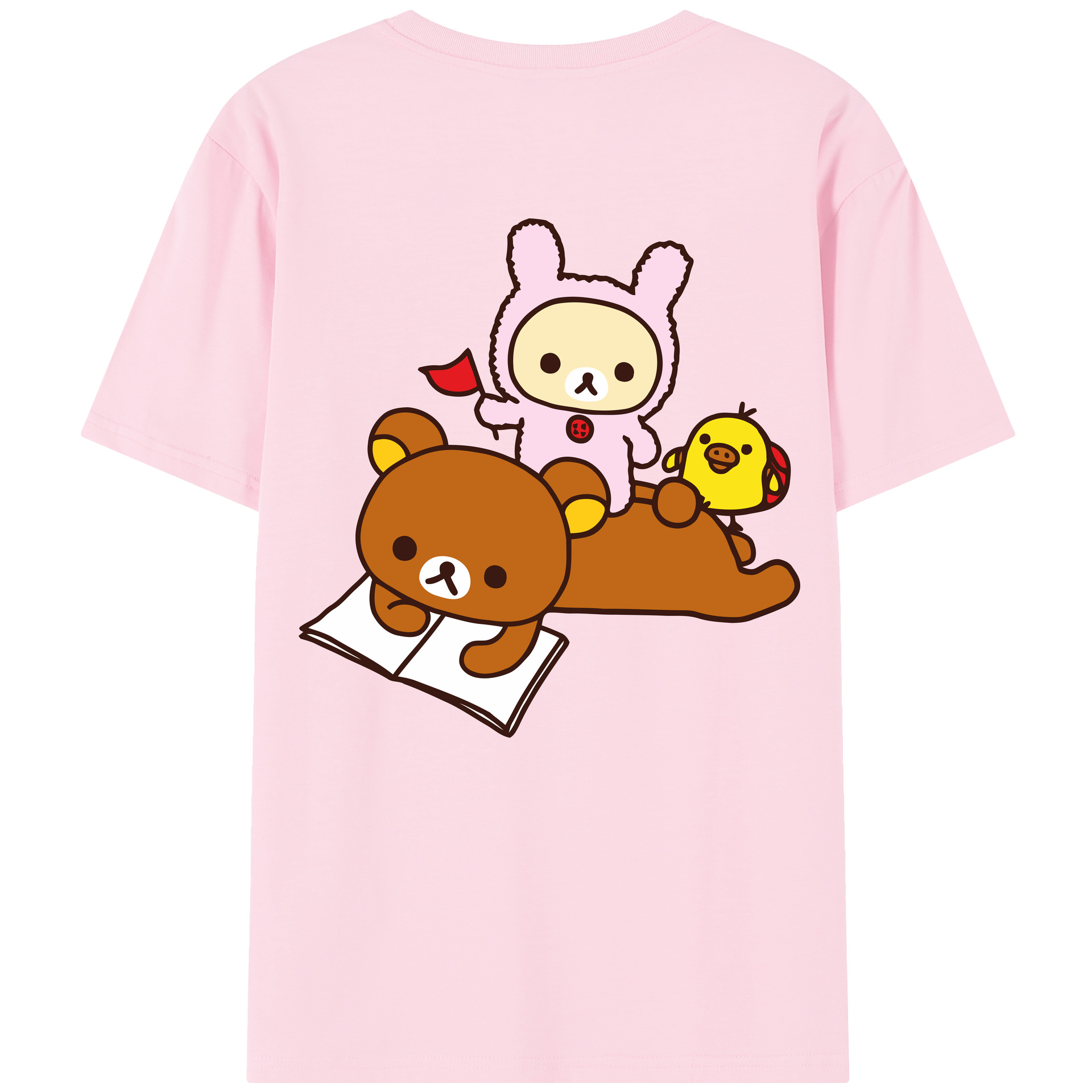 （画像用） リラックマ リラックマ キイロイトリ Rilakkuma Korilakkuma Kiiroitori 綿100％半袖Tシャツ（背面プリント）