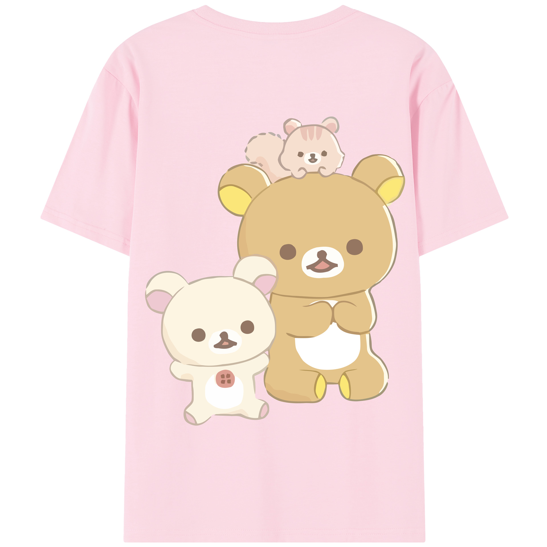 （画像用） リラックマ リラックマ キイロイトリ Rilakkuma Korilakkuma Kiiroitori 綿100％半袖Tシャツ（背面プリント）