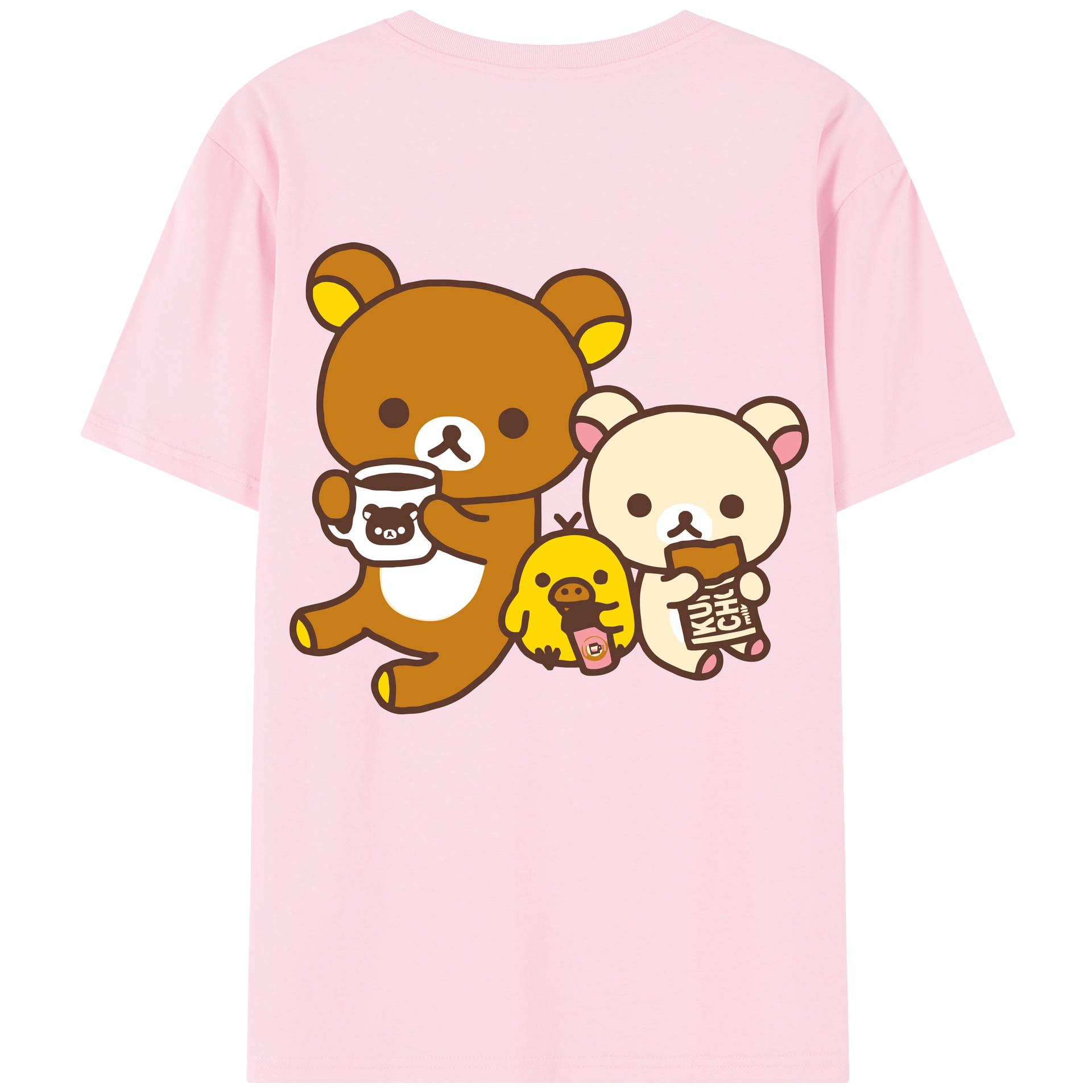 （画像用） リラックマ リラックマ キイロイトリ Rilakkuma Korilakkuma Kiiroitori 綿100％半袖Tシャツ（背面プリント）