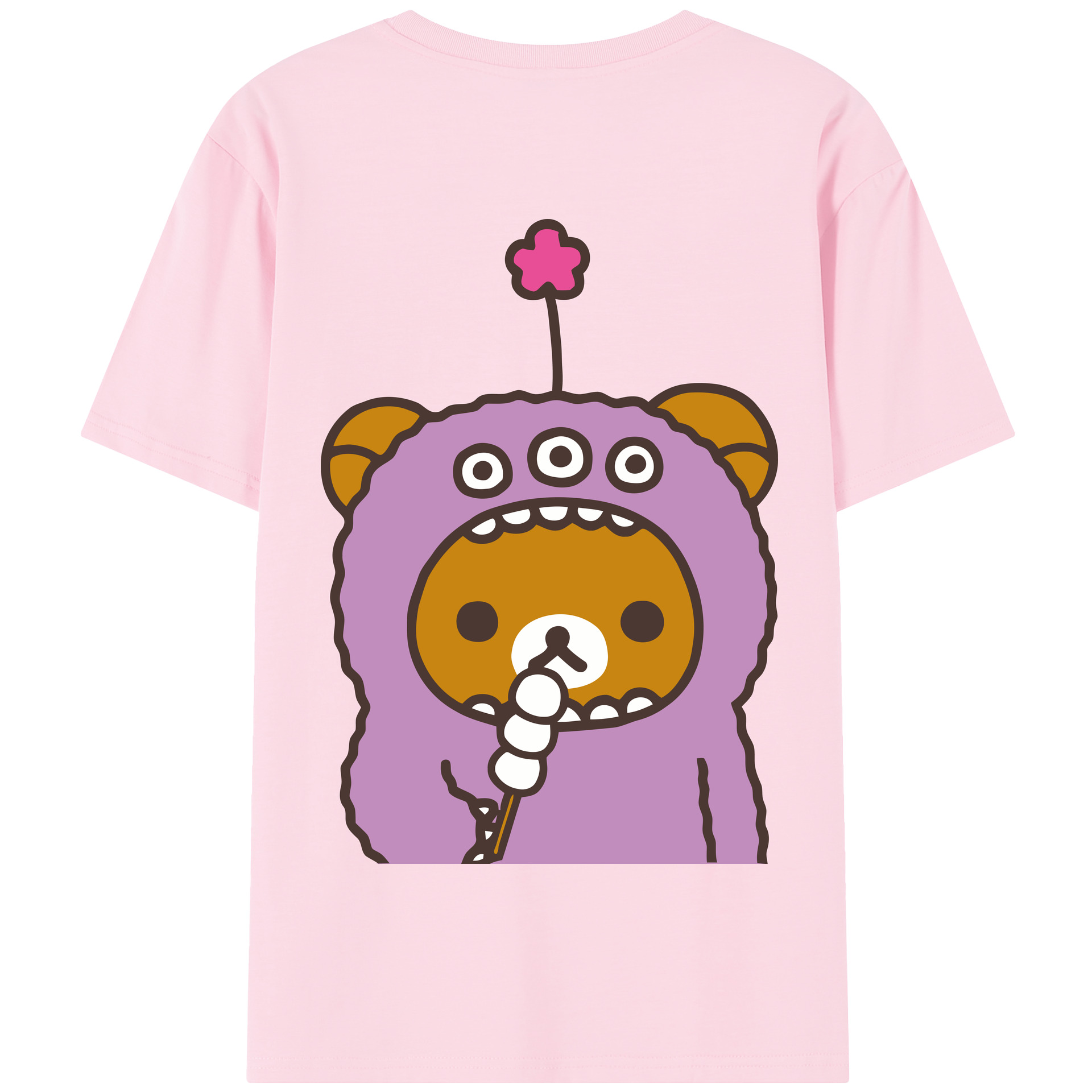 （画像用） リラックマ リラックマ キイロイトリ Rilakkuma Korilakkuma Kiiroitori 綿100％半袖Tシャツ（背面プリント）