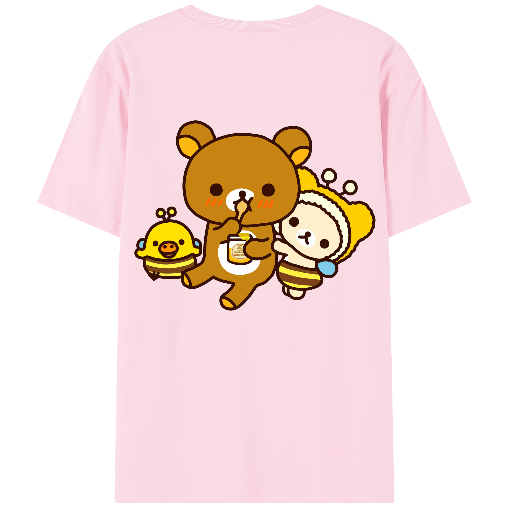 （画像用） リラックマ リラックマ キイロイトリ Rilakkuma Korilakkuma Kiiroitori 綿100％半袖Tシャツ（背面プリント）