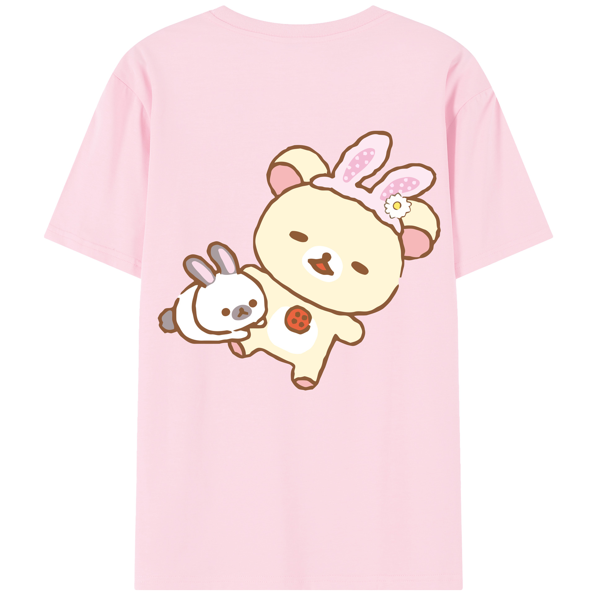 （画像用） リラックマ リラックマ キイロイトリ Rilakkuma Korilakkuma Kiiroitori 綿100％半袖Tシャツ（背面プリント）