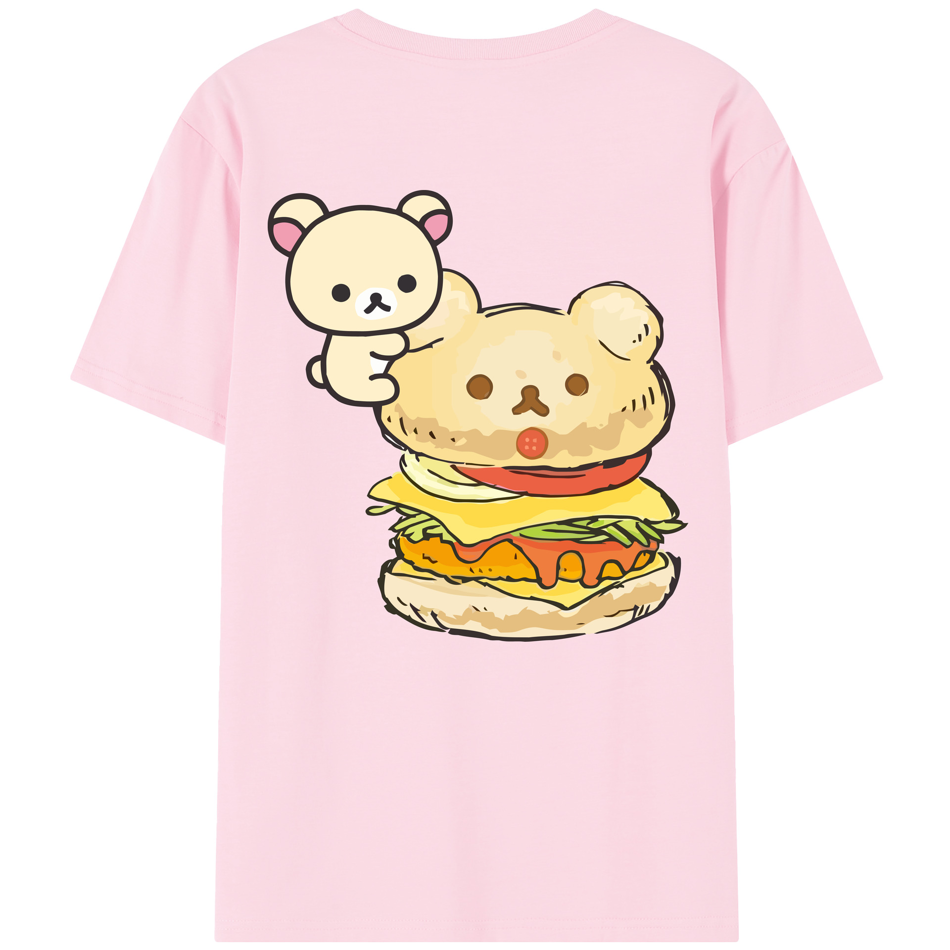 （画像用） リラックマ リラックマ キイロイトリ Rilakkuma Korilakkuma Kiiroitori 綿100％半袖Tシャツ（背面プリント）