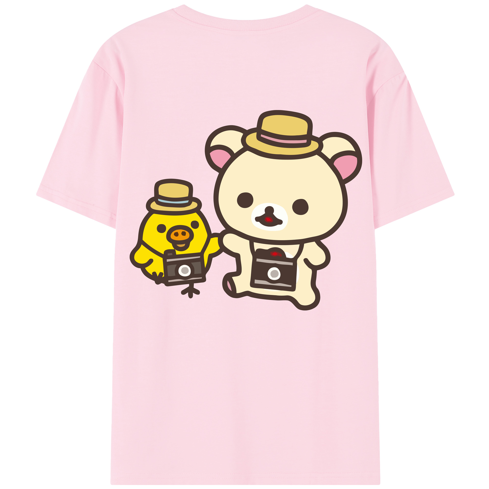 （画像用） リラックマ リラックマ キイロイトリ Rilakkuma Korilakkuma Kiiroitori 綿100％半袖Tシャツ（背面プリント）