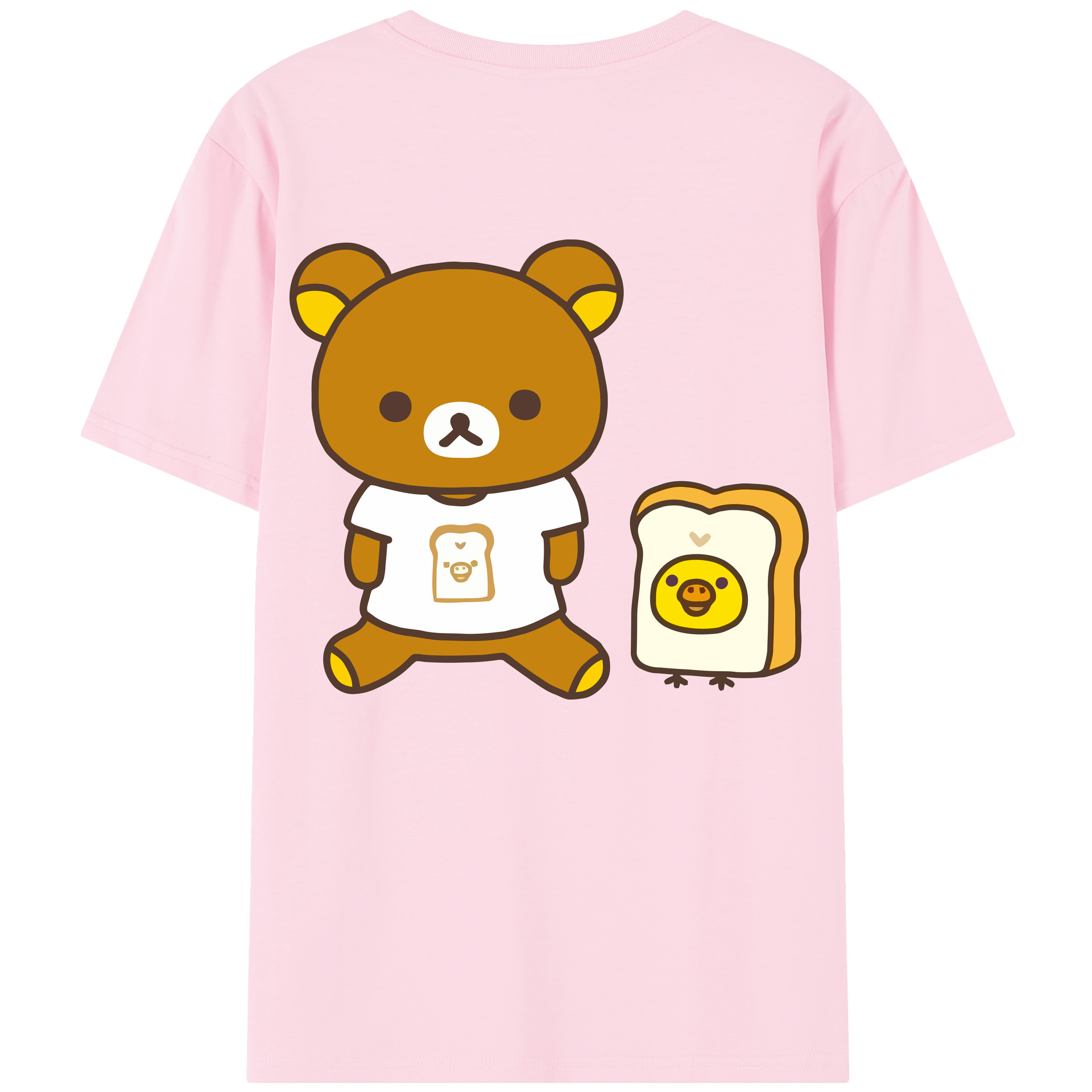 （画像用） リラックマ リラックマ キイロイトリ Rilakkuma Korilakkuma Kiiroitori 綿100％半袖Tシャツ（背面プリント）