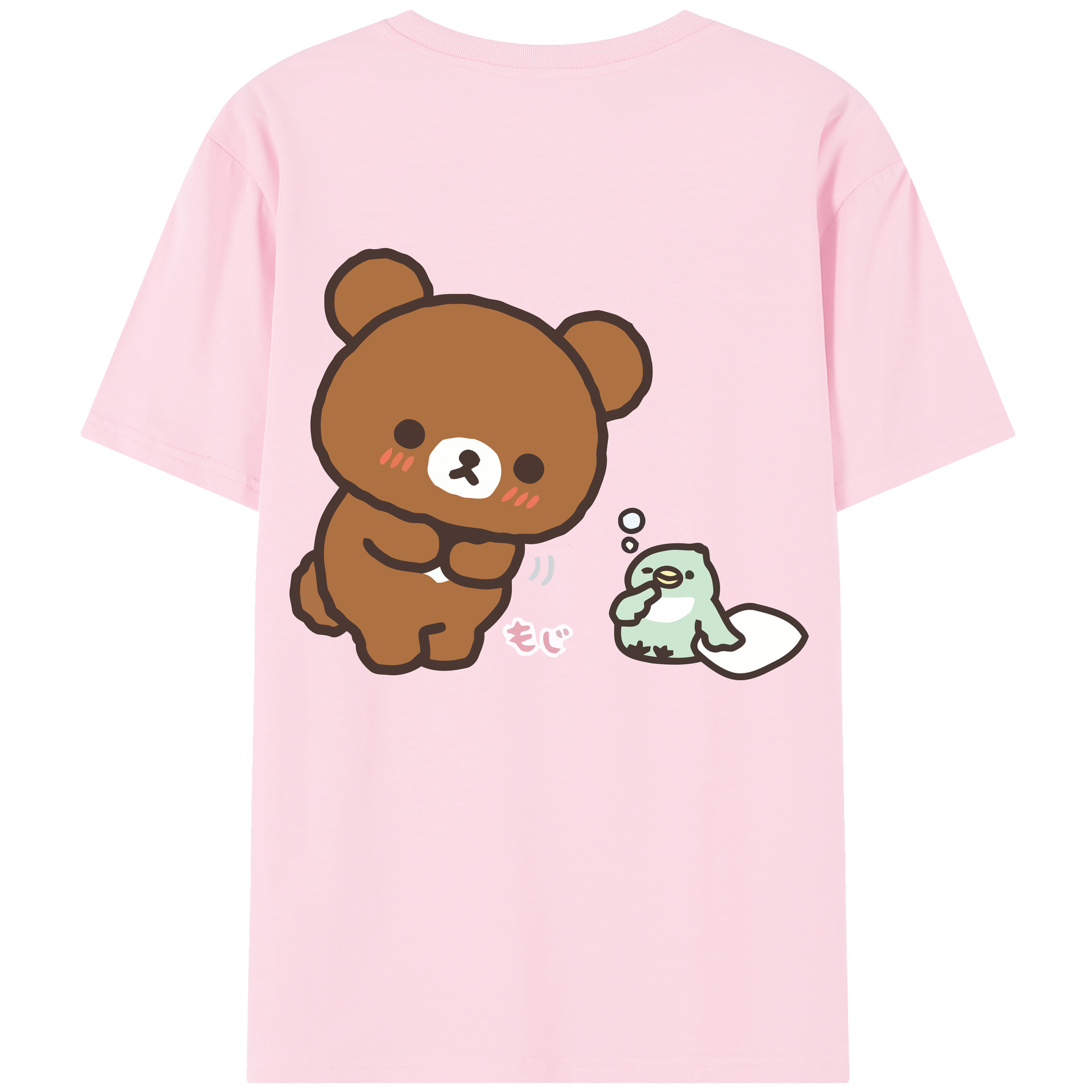 （画像用） リラックマ リラックマ キイロイトリ Rilakkuma Korilakkuma Kiiroitori 綿100％半袖Tシャツ（背面プリント）