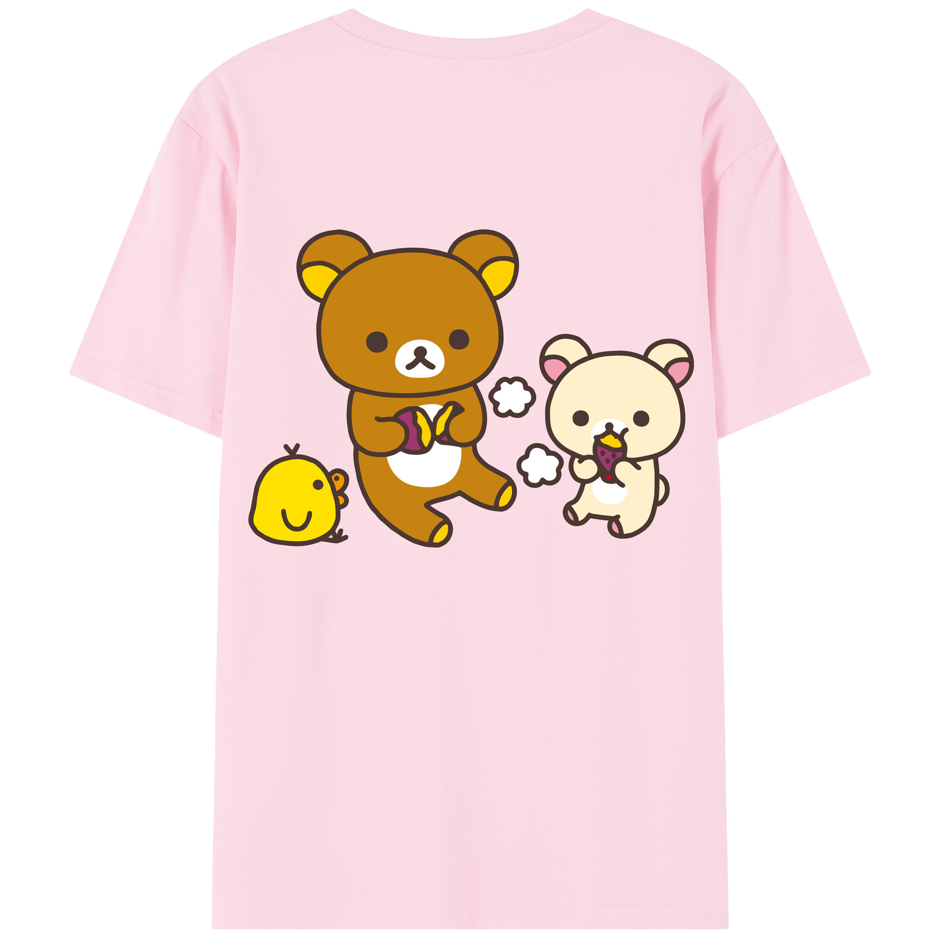 （画像用） リラックマ リラックマ キイロイトリ Rilakkuma Korilakkuma Kiiroitori 綿100％半袖Tシャツ（背面プリント）