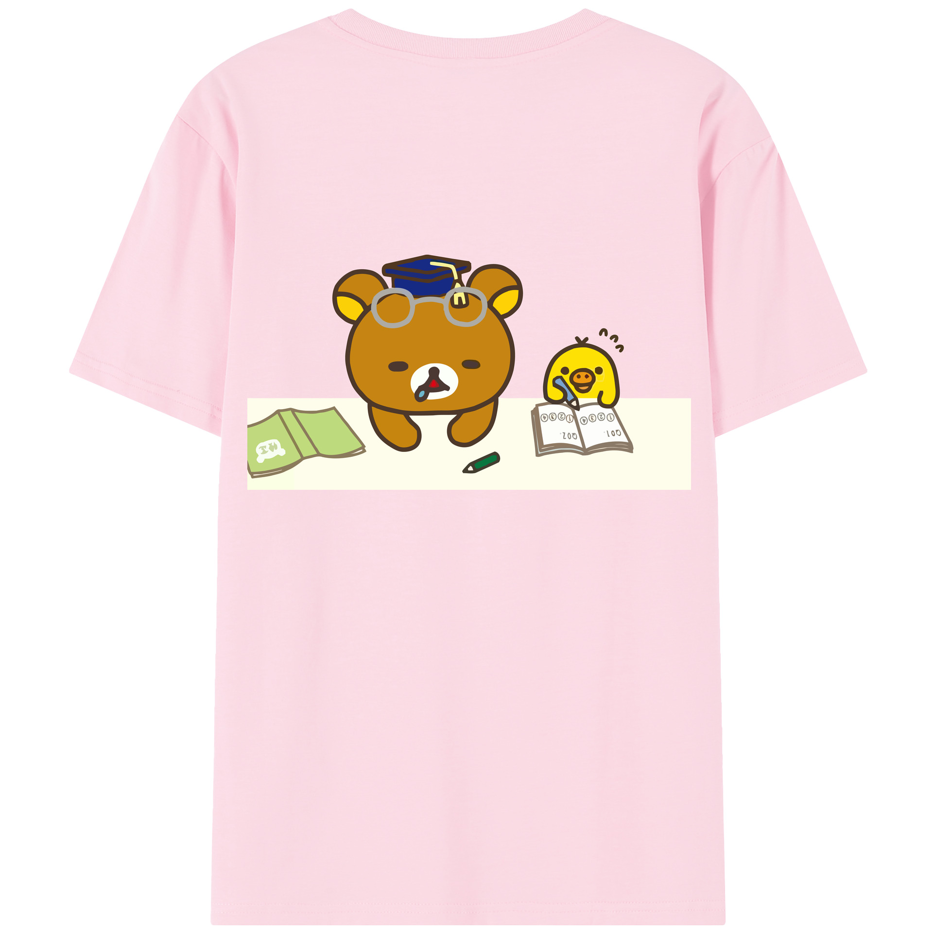 （画像用） リラックマ リラックマ キイロイトリ Rilakkuma Korilakkuma Kiiroitori 綿100％半袖Tシャツ（背面プリント）
