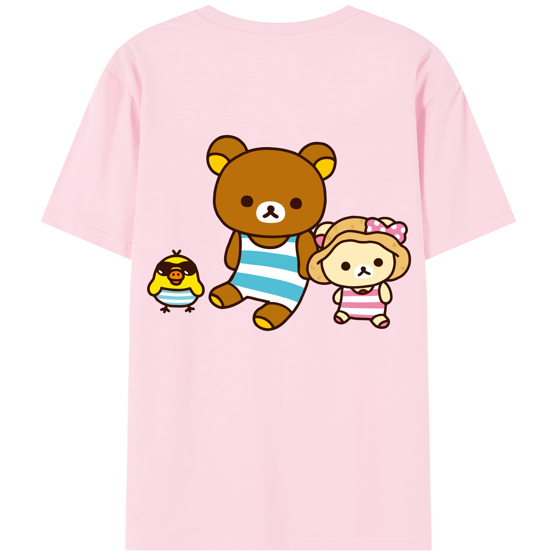 （画像用） リラックマ リラックマ キイロイトリ Rilakkuma Korilakkuma Kiiroitori 綿100％半袖Tシャツ（背面プリント）