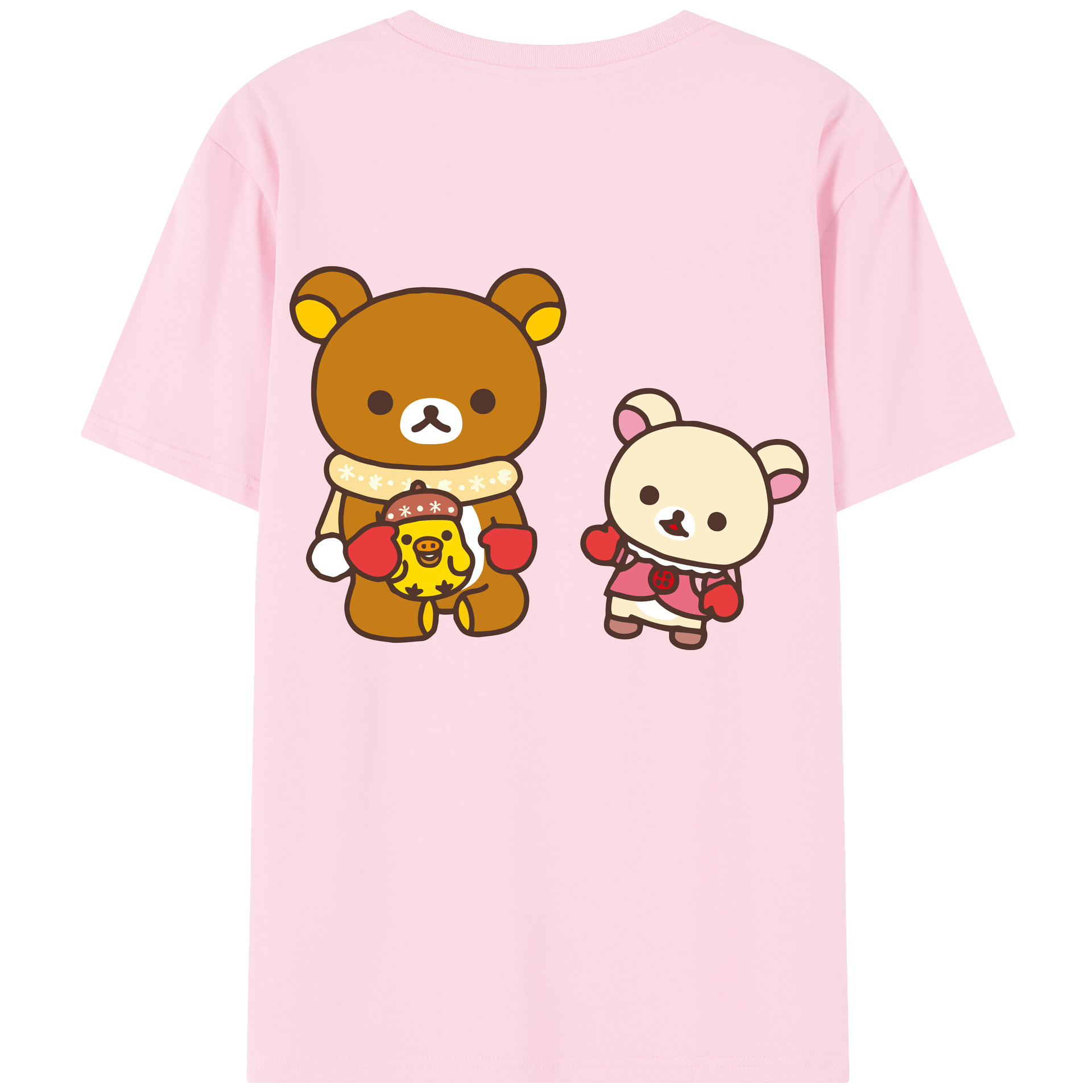 （画像用） リラックマ リラックマ キイロイトリ Rilakkuma Korilakkuma Kiiroitori 綿100％半袖Tシャツ（背面プリント）
