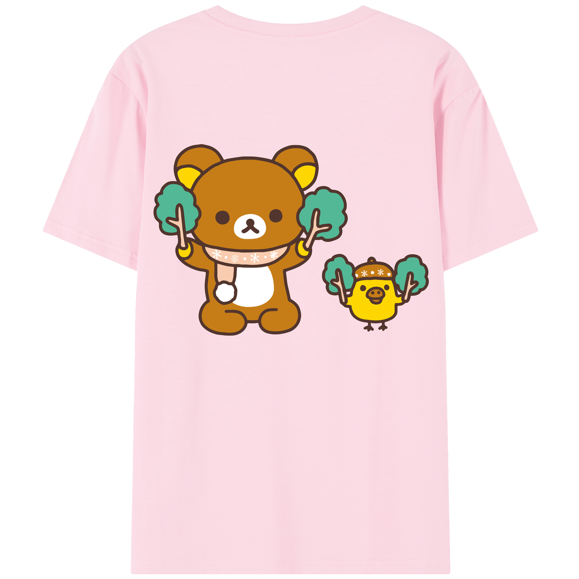 （画像用） リラックマ リラックマ キイロイトリ Rilakkuma Korilakkuma Kiiroitori 綿100％半袖Tシャツ（背面プリント）