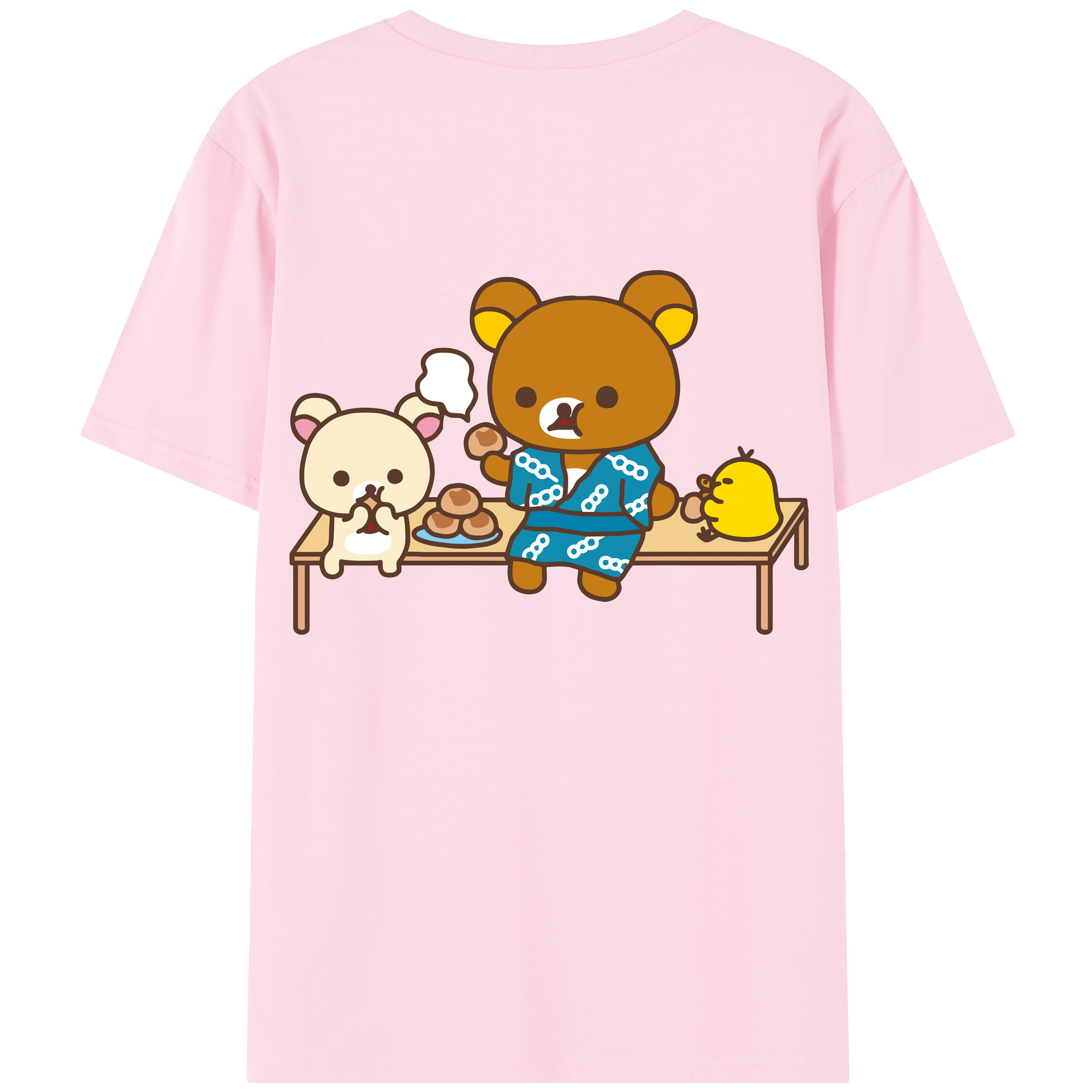 （画像用） リラックマ リラックマ キイロイトリ Rilakkuma Korilakkuma Kiiroitori 綿100％半袖Tシャツ（背面プリント）