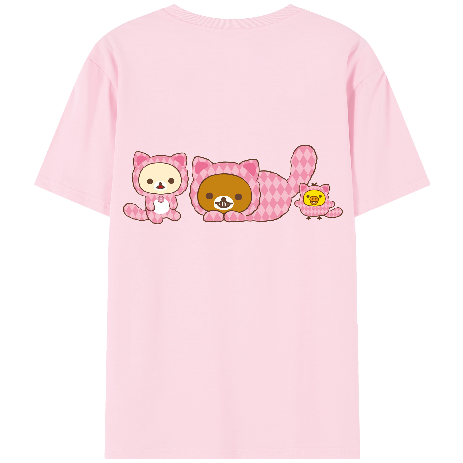（画像用） リラックマ リラックマ キイロイトリ Rilakkuma Korilakkuma Kiiroitori 綿100％半袖Tシャツ（背面プリント）