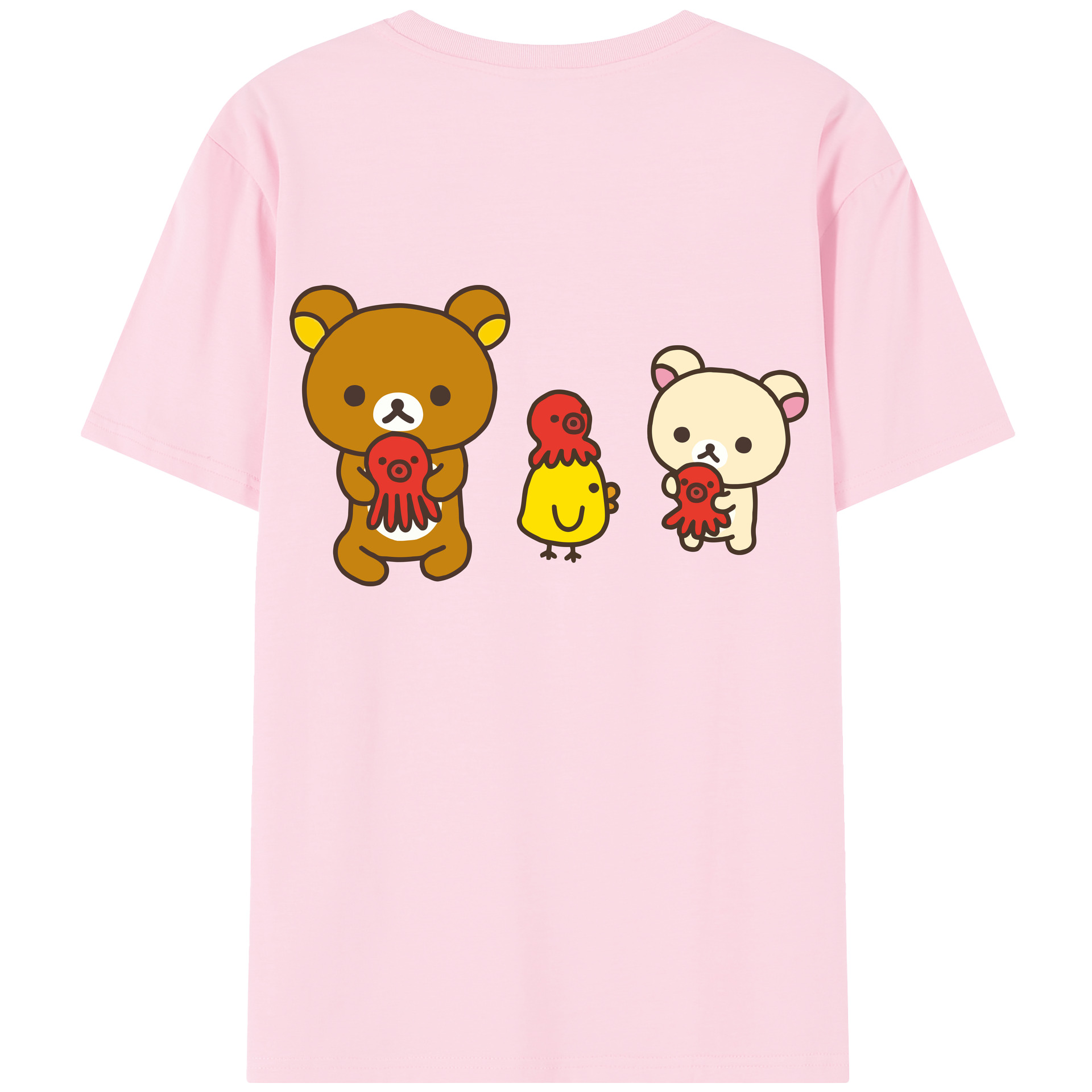 （画像用） リラックマ リラックマ キイロイトリ Rilakkuma Korilakkuma Kiiroitori 綿100％半袖Tシャツ（背面プリント）