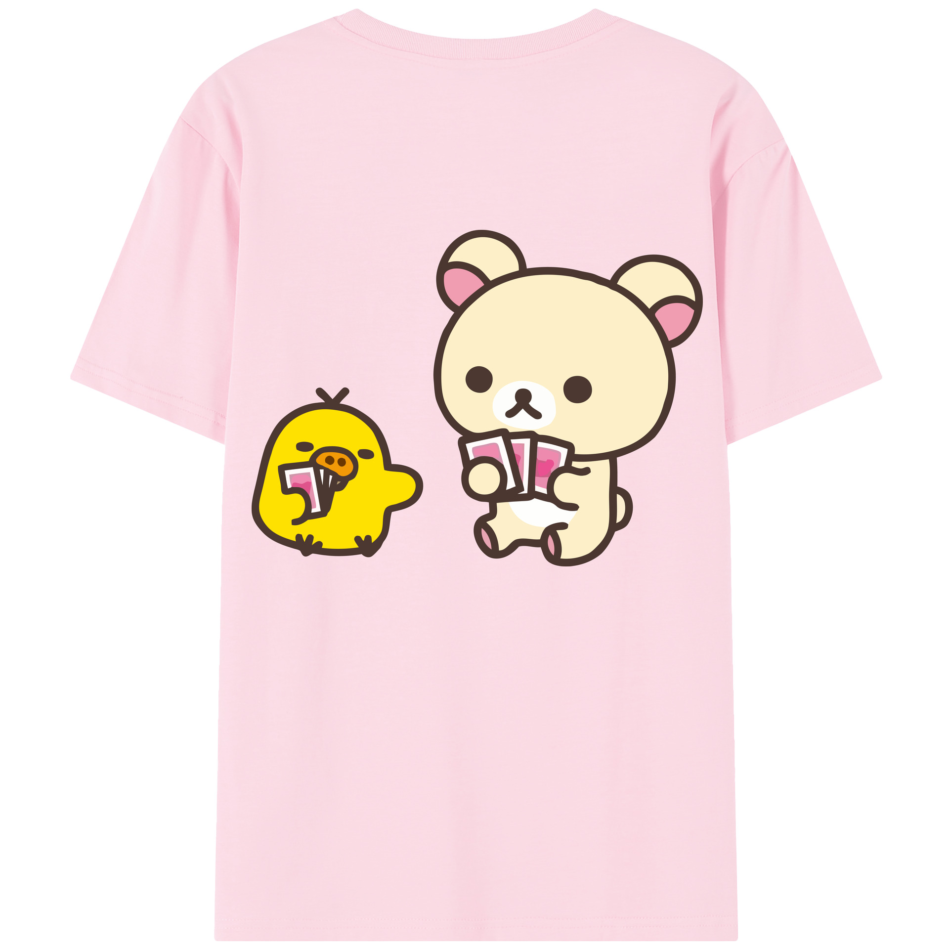 （画像用） リラックマ リラックマ キイロイトリ Rilakkuma Korilakkuma Kiiroitori 綿100％半袖Tシャツ（背面プリント）