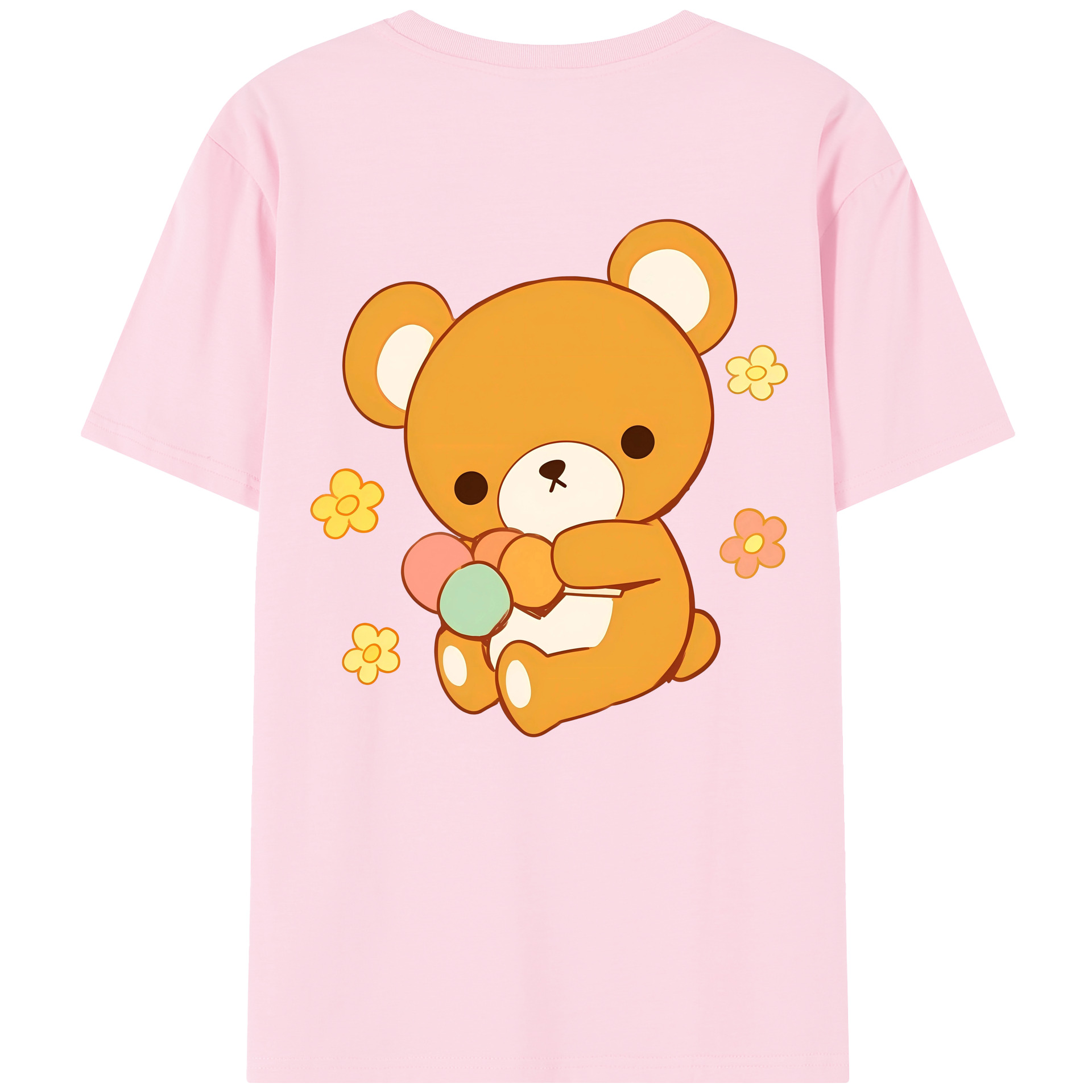 （画像用） リラックマ リラックマ キイロイトリ Rilakkuma Korilakkuma Kiiroitori 綿100％半袖Tシャツ（背面プリント）