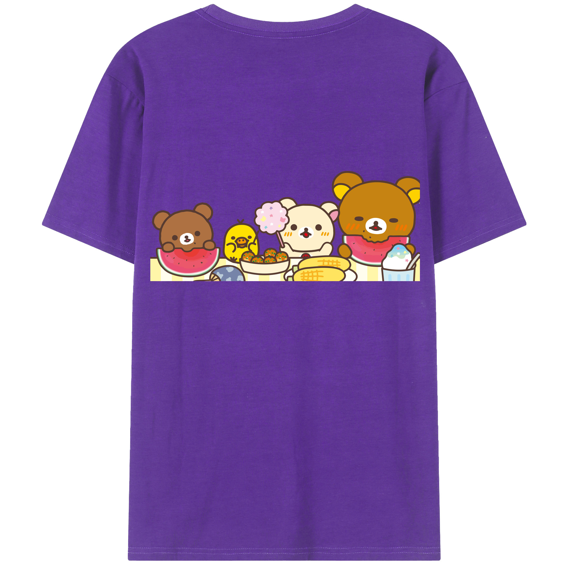 （画像用） リラックマ リラックマ キイロイトリ Rilakkuma Korilakkuma Kiiroitori 綿100％半袖Tシャツ（背面プリント）