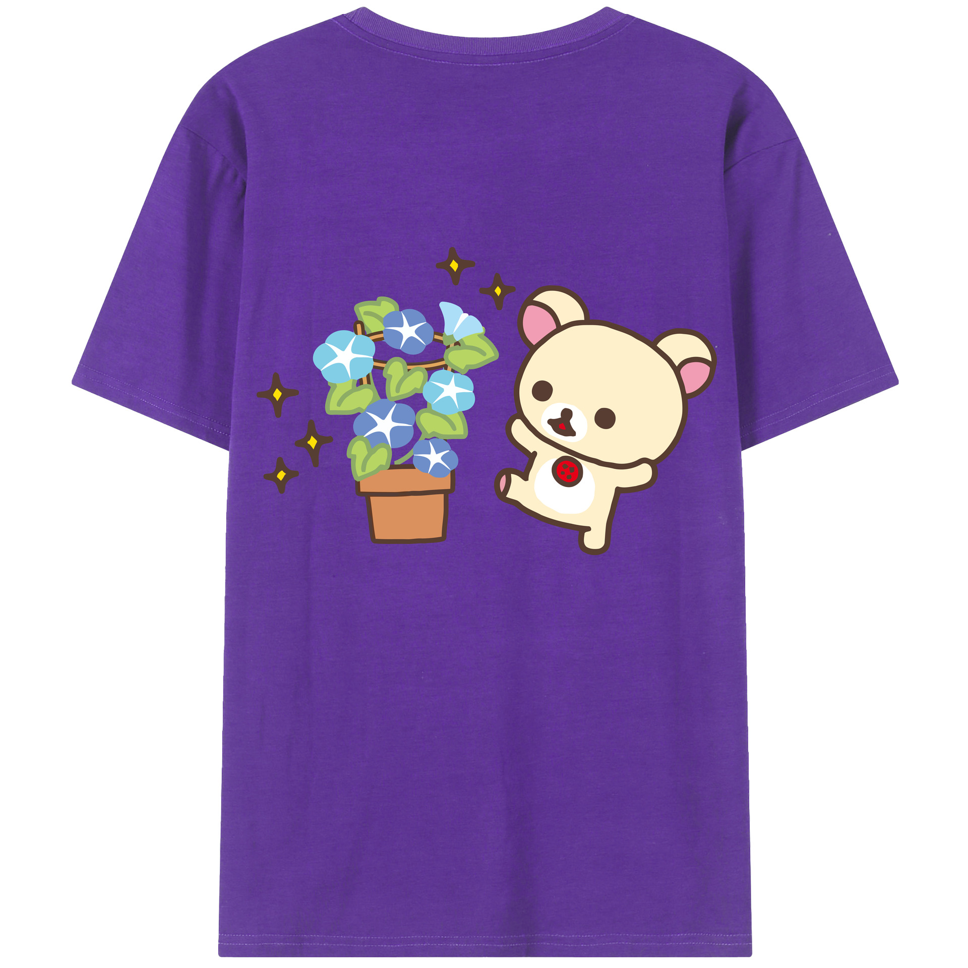 （画像用） リラックマ リラックマ キイロイトリ Rilakkuma Korilakkuma Kiiroitori 綿100％半袖Tシャツ（背面プリント）