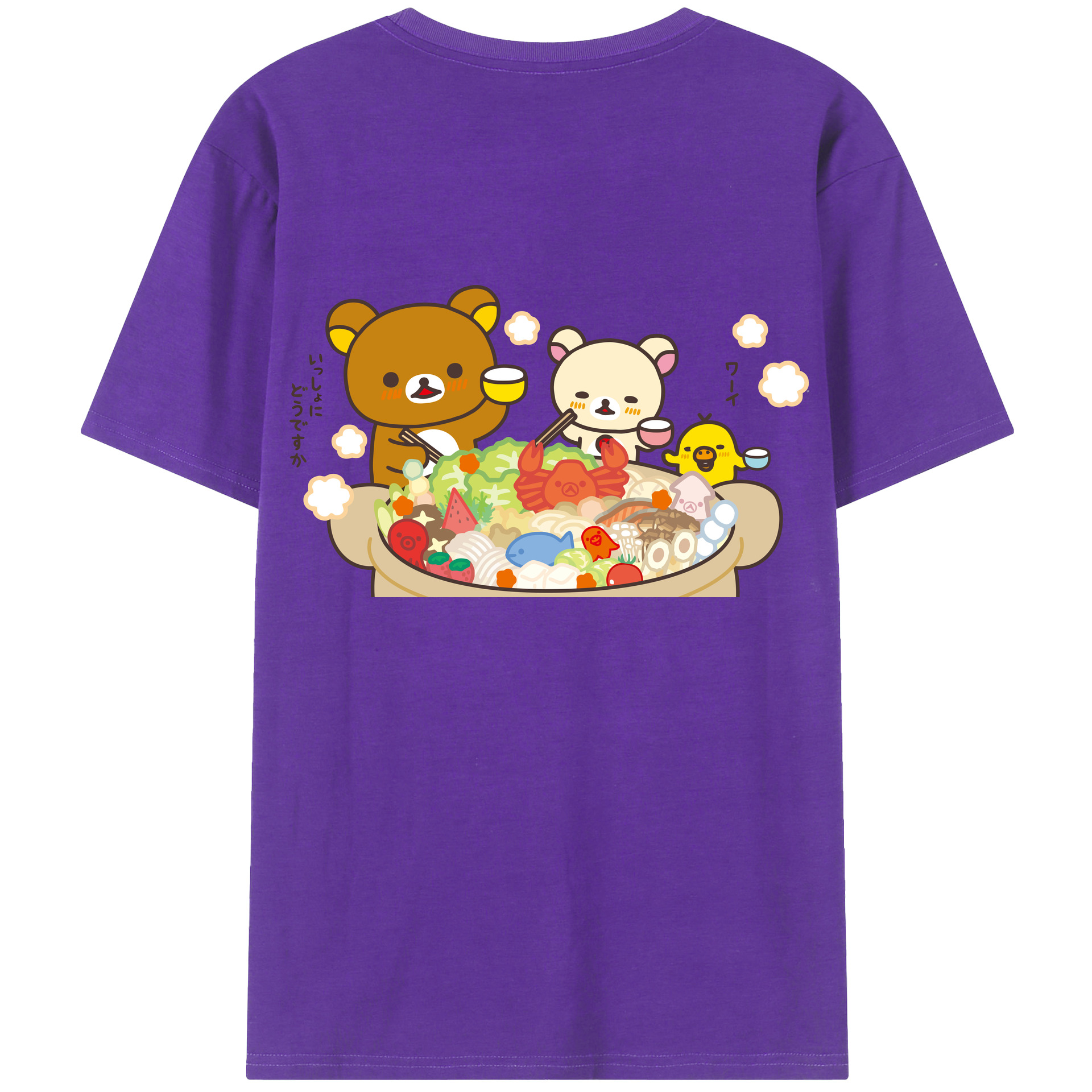 （画像用） リラックマ リラックマ キイロイトリ Rilakkuma Korilakkuma Kiiroitori 綿100％半袖Tシャツ（背面プリント）