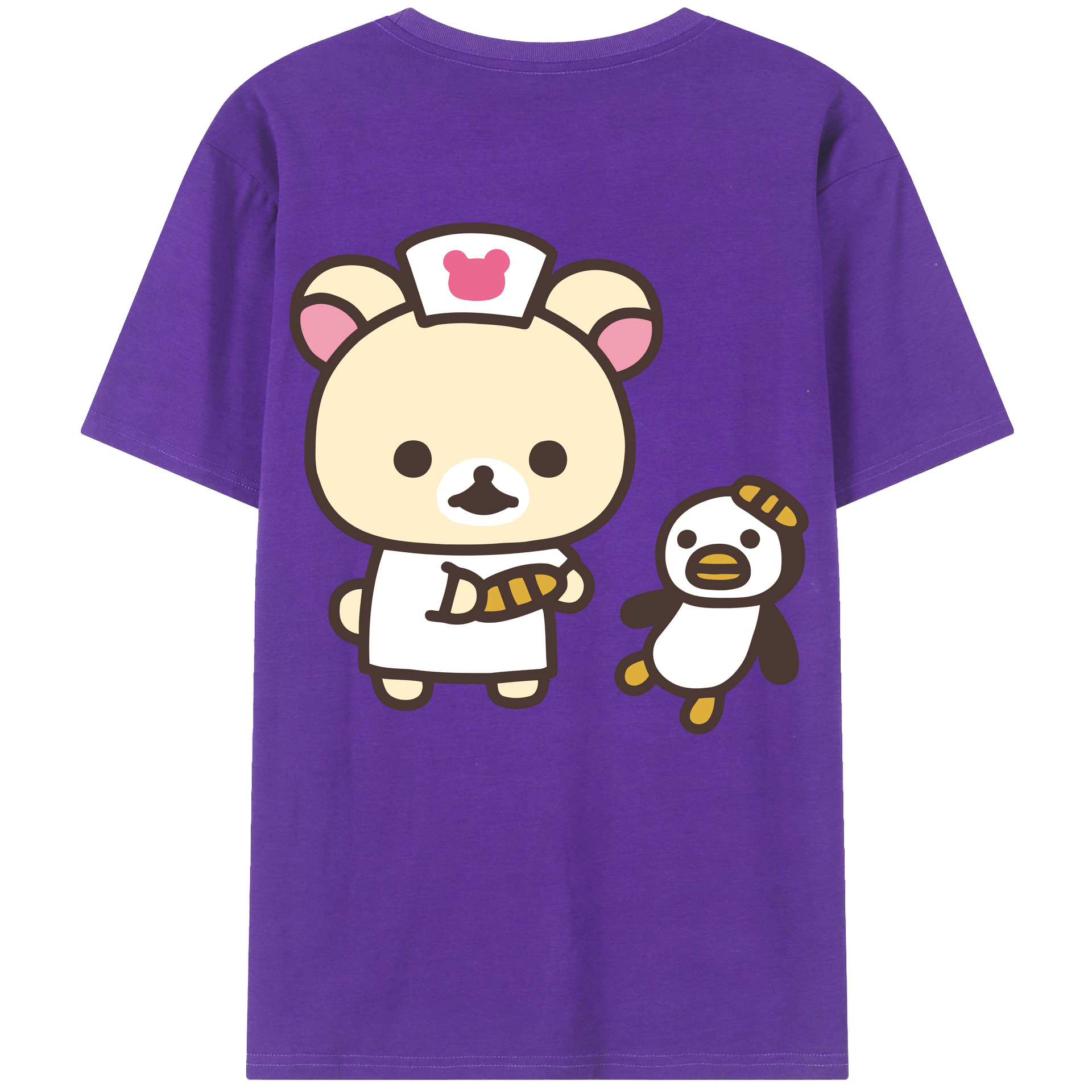 （画像用） リラックマ リラックマ キイロイトリ Rilakkuma Korilakkuma Kiiroitori 綿100％半袖Tシャツ（背面プリント）