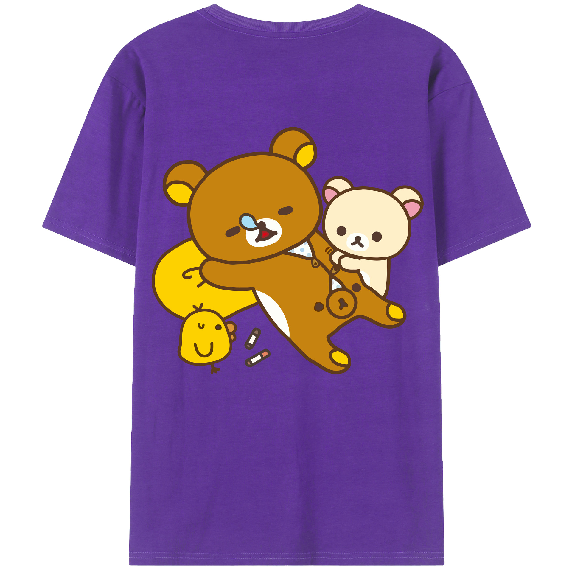 （画像用） リラックマ リラックマ キイロイトリ Rilakkuma Korilakkuma Kiiroitori 綿100％半袖Tシャツ（背面プリント）