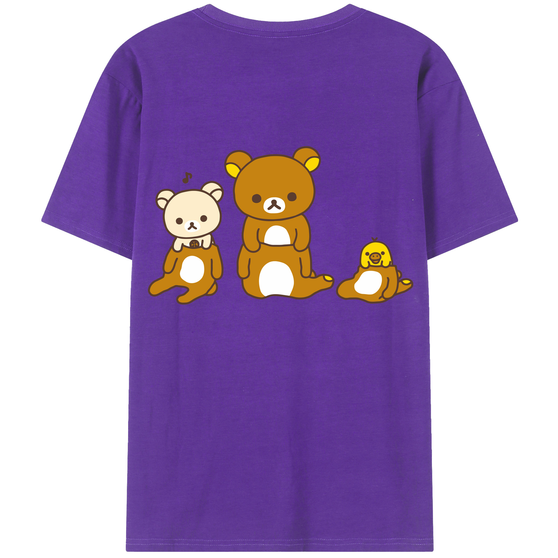 （画像用） リラックマ リラックマ キイロイトリ Rilakkuma Korilakkuma Kiiroitori 綿100％半袖Tシャツ（背面プリント）