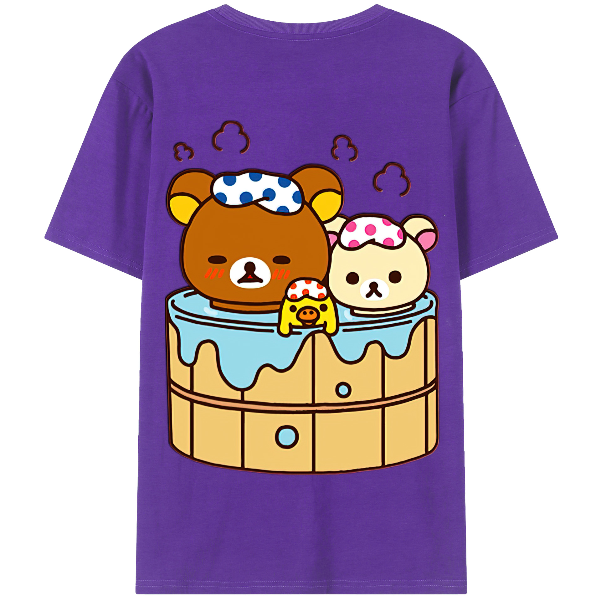 （画像用） リラックマ リラックマ キイロイトリ Rilakkuma Korilakkuma Kiiroitori 綿100％半袖Tシャツ（背面プリント）
