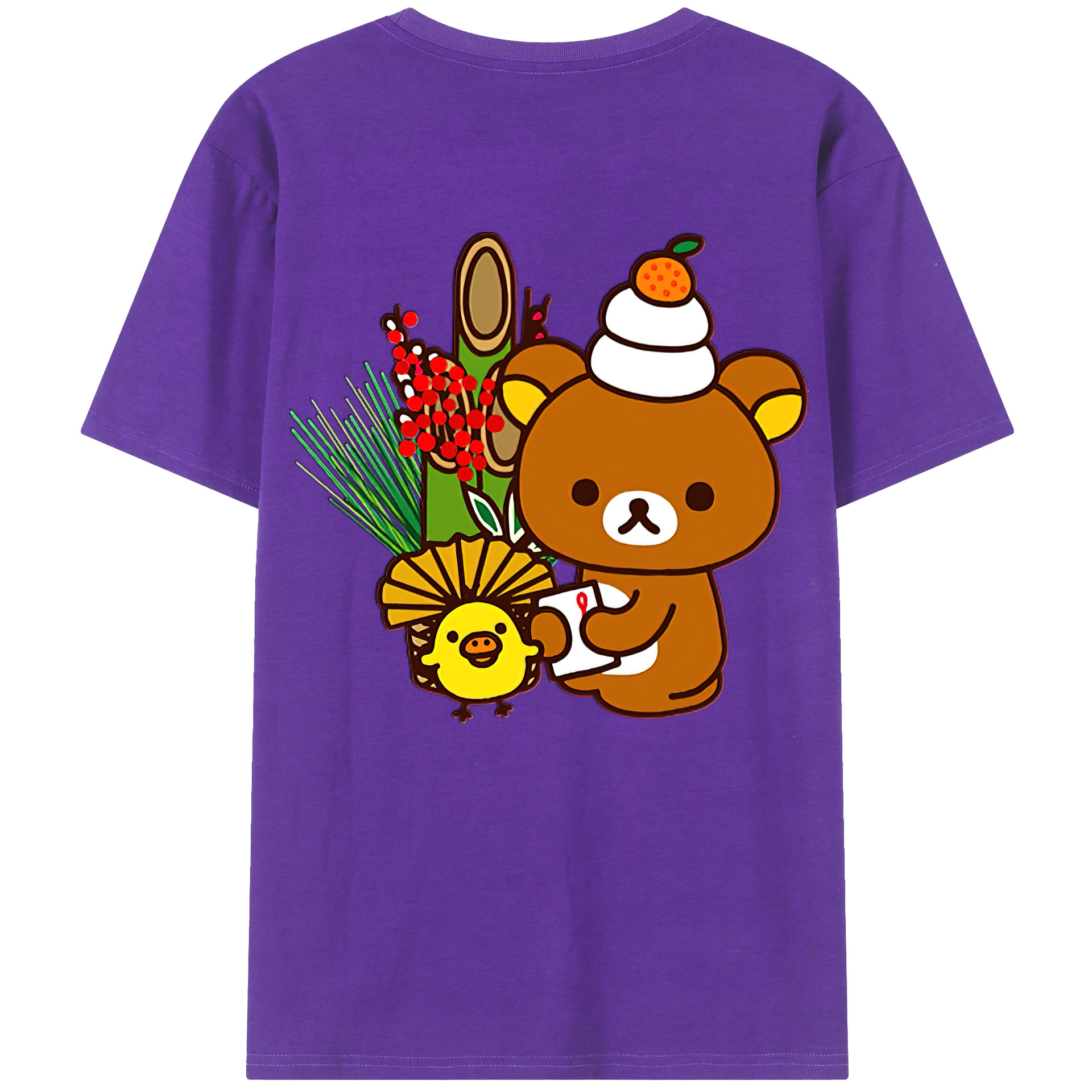 （画像用） リラックマ リラックマ キイロイトリ Rilakkuma Korilakkuma Kiiroitori 綿100％半袖Tシャツ（背面プリント）