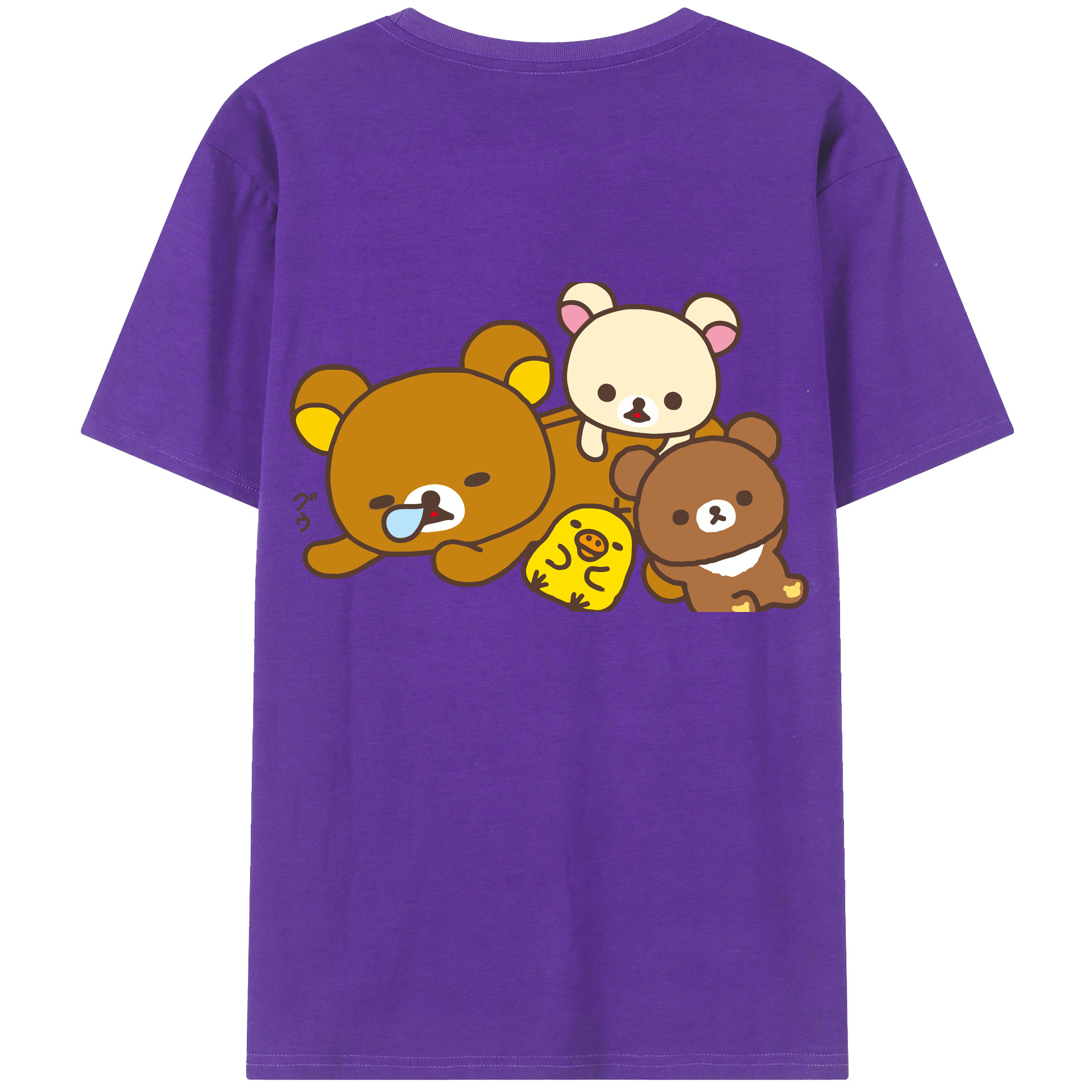 （画像用） リラックマ リラックマ キイロイトリ Rilakkuma Korilakkuma Kiiroitori 綿100％半袖Tシャツ（背面プリント）