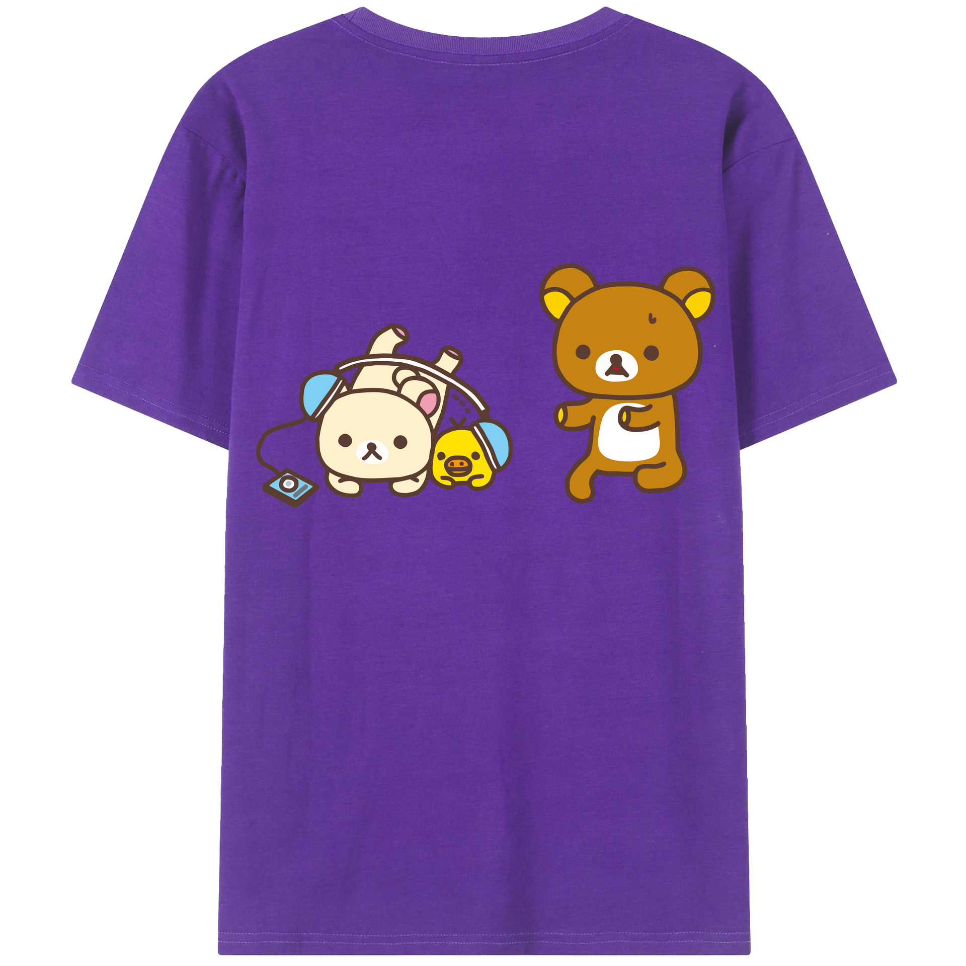 （画像用） リラックマ リラックマ キイロイトリ Rilakkuma Korilakkuma Kiiroitori 綿100％半袖Tシャツ（背面プリント）