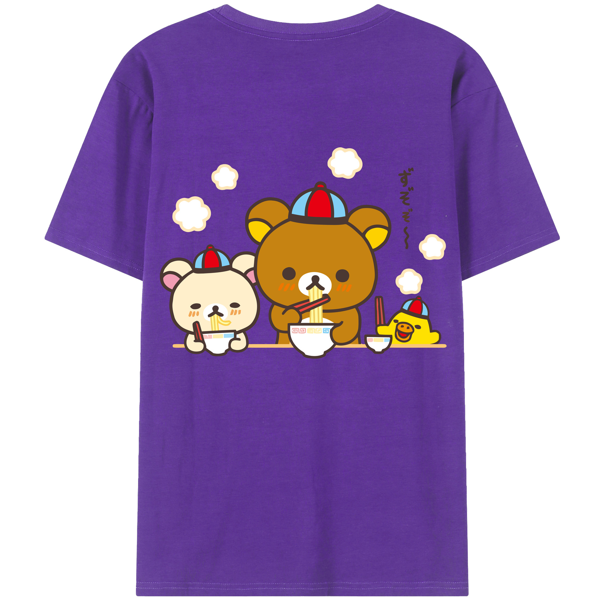 （画像用） リラックマ リラックマ キイロイトリ Rilakkuma Korilakkuma Kiiroitori 綿100％半袖Tシャツ（背面プリント）