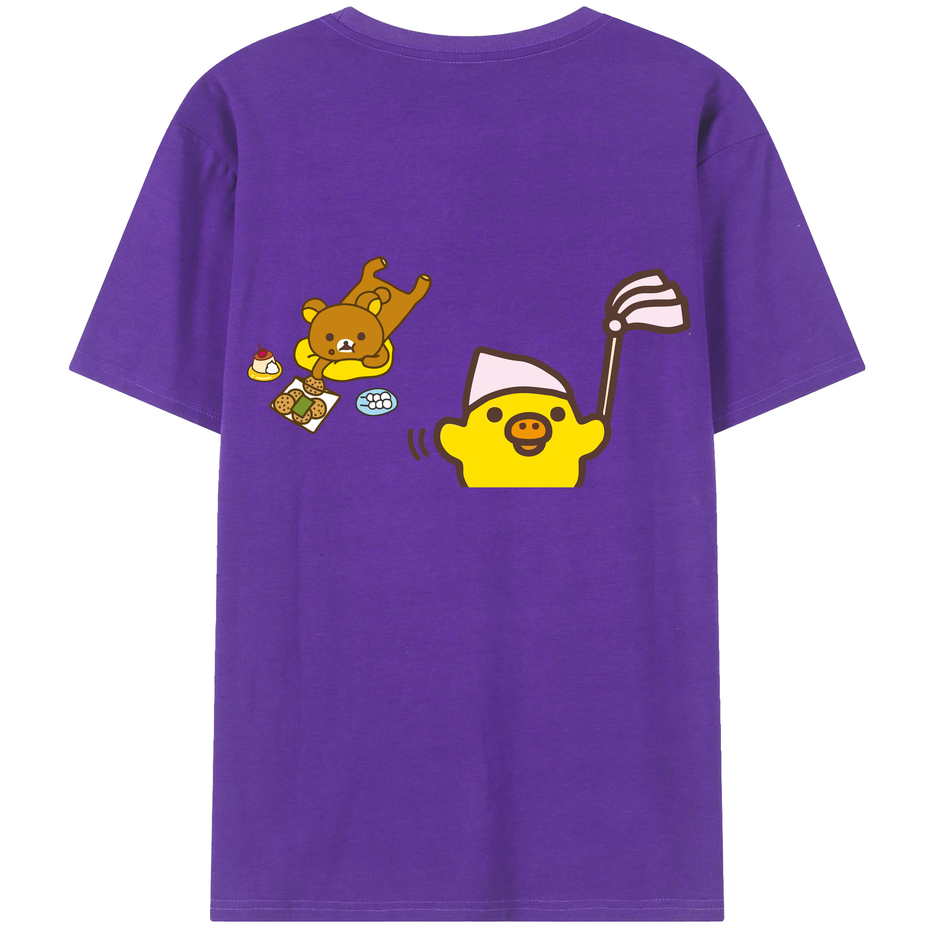（画像用） リラックマ リラックマ キイロイトリ Rilakkuma Korilakkuma Kiiroitori 綿100％半袖Tシャツ（背面プリント）
