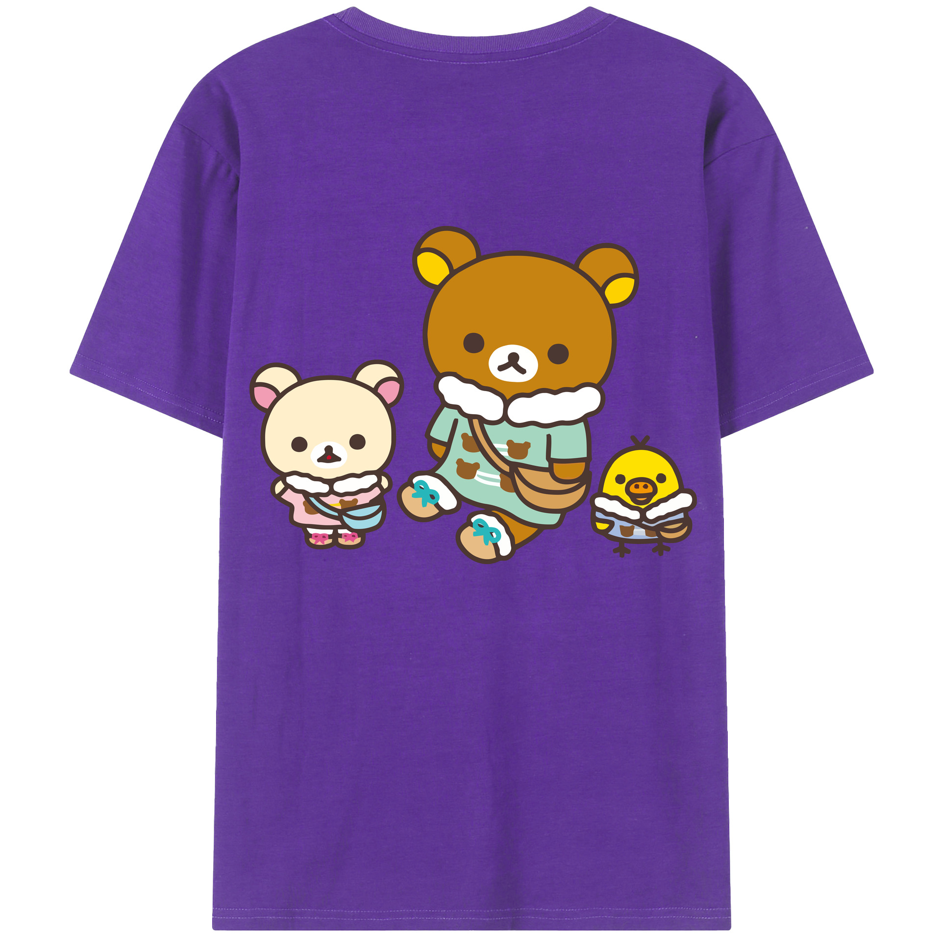 （画像用） リラックマ リラックマ キイロイトリ Rilakkuma Korilakkuma Kiiroitori 綿100％半袖Tシャツ（背面プリント）