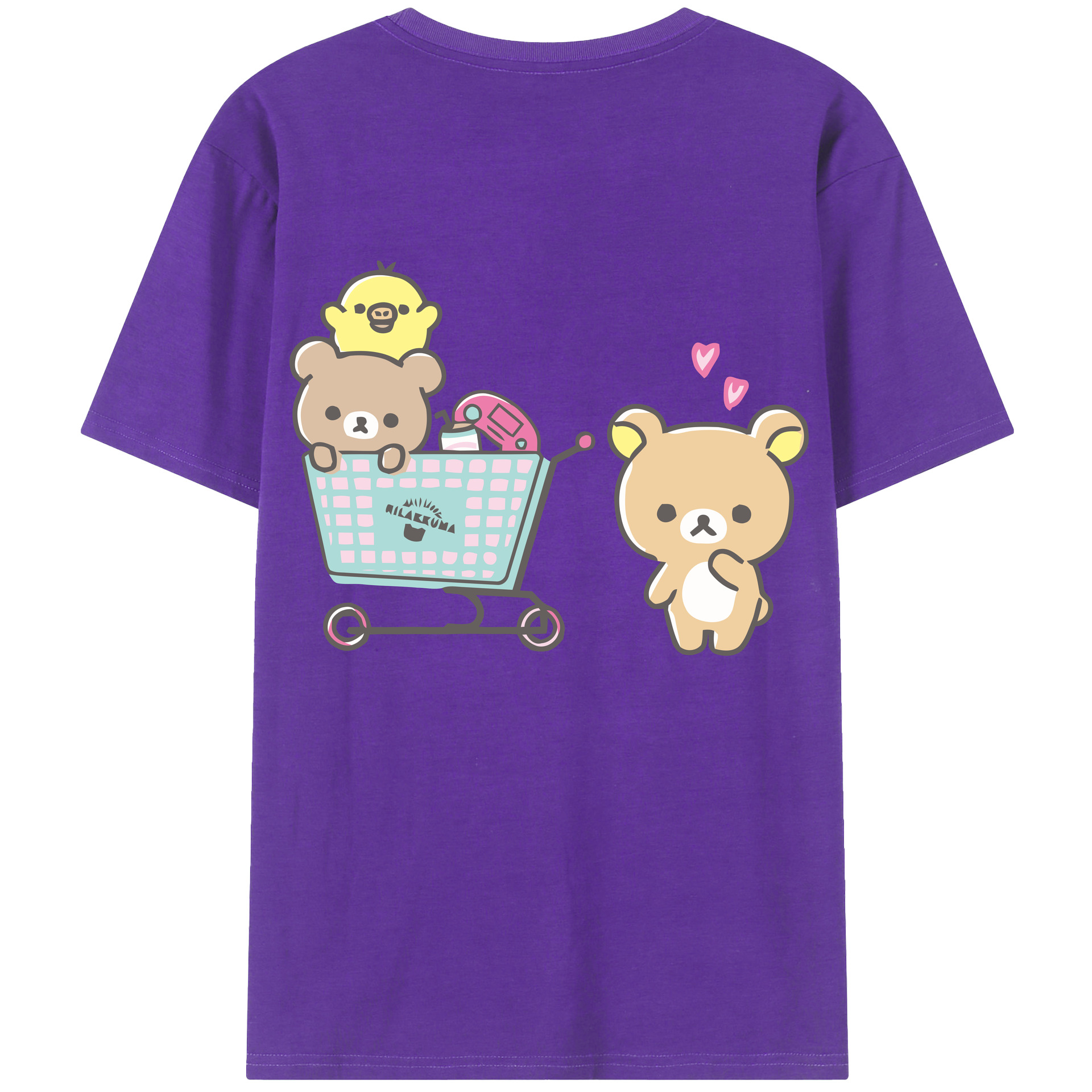 （画像用） リラックマ リラックマ キイロイトリ Rilakkuma Korilakkuma Kiiroitori 綿100％半袖Tシャツ（背面プリント）